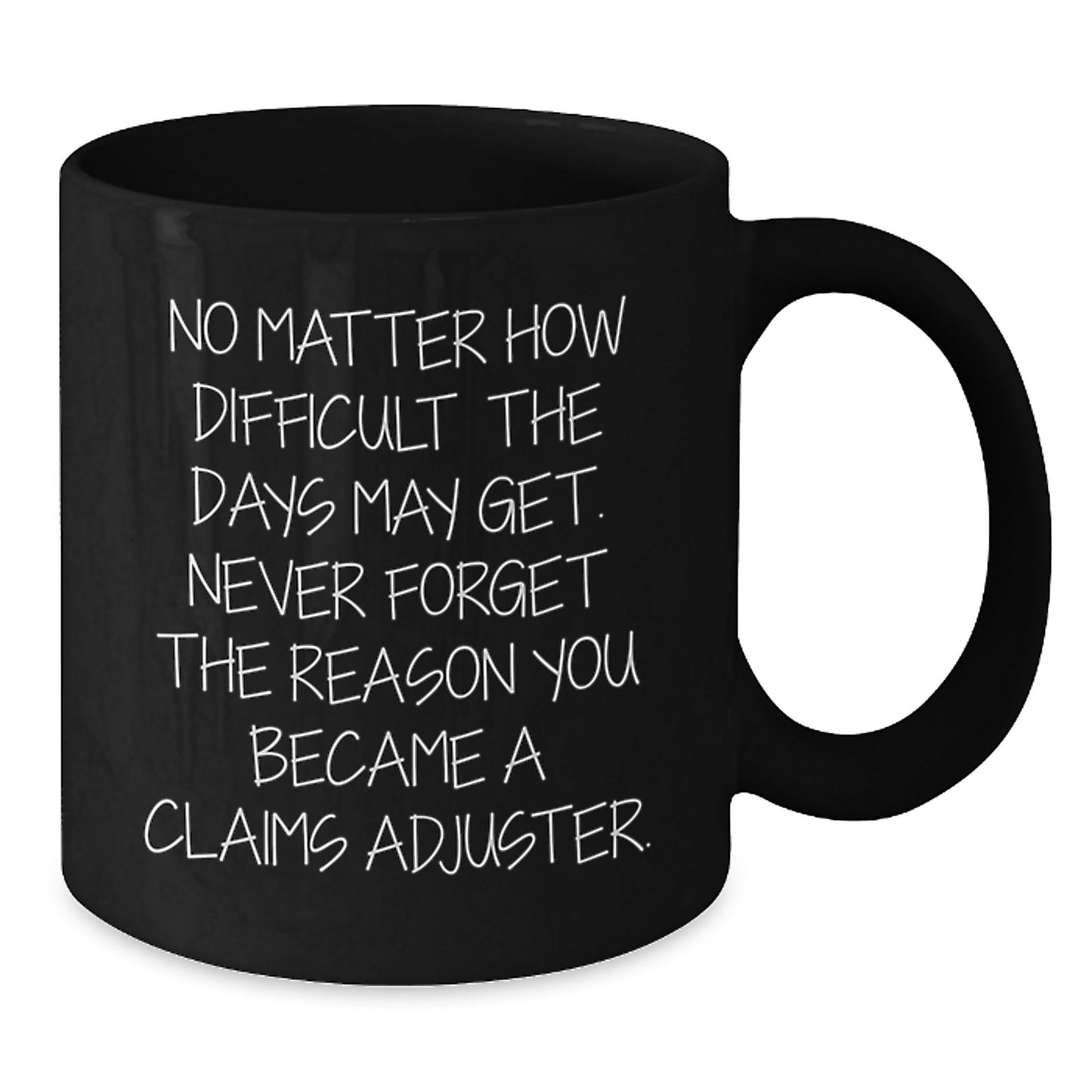 Inspiring Claims Adjuster Gifts from Friends for Graduation Celebration, 'No Matter How Difficult The Days May Get...' Black Coffee Mug - Additional