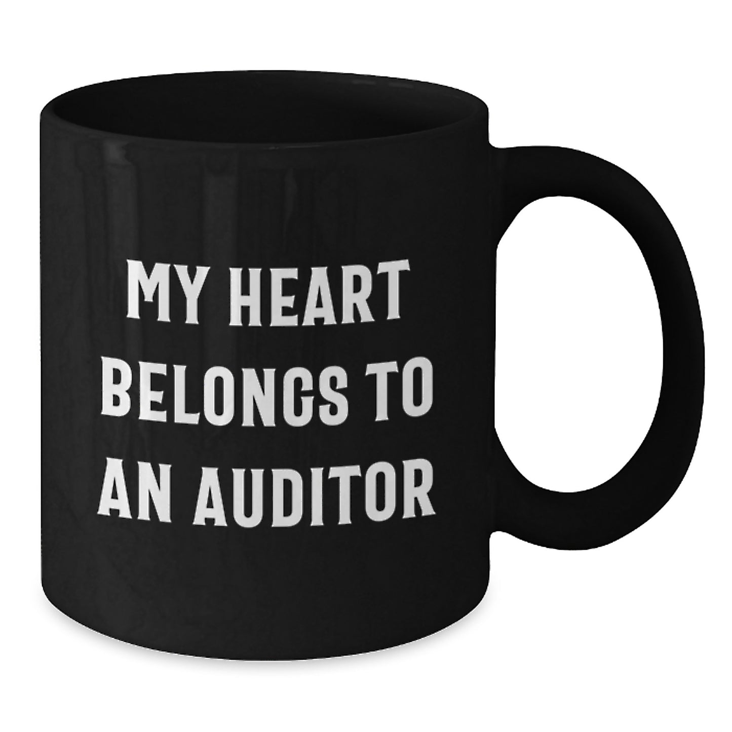 Funny Auditor Gifts for Him, My Heart Belongs to An Auditor Black Coffee Mug, Birthday Unique Presents from Friends, Family, or Coworkers - Additional