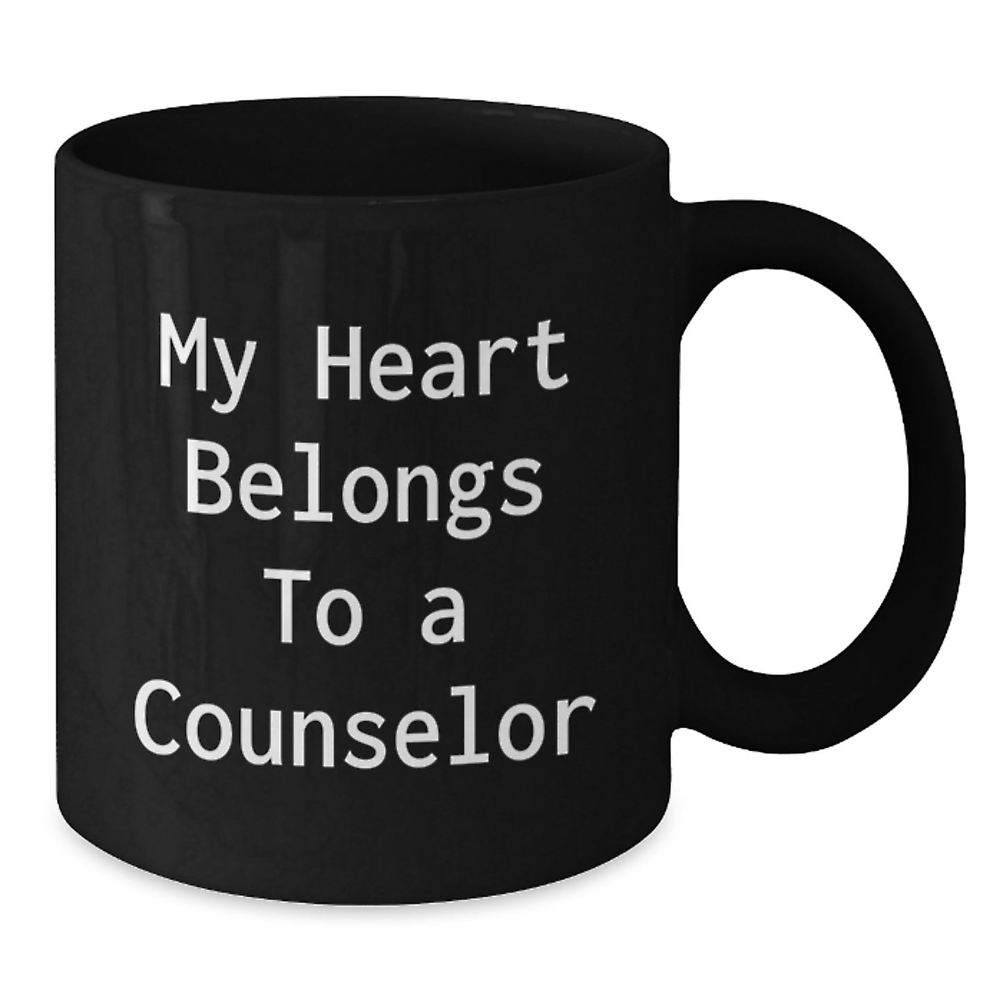 Funny Counselor Gifts: Gifts from Friends for Counselor Birthday, Black Coffee Mug with My Heart Belongs To A Counselor Quote, Inspirational Counselor Mug, Counselor Appreciation Gifts - Additional