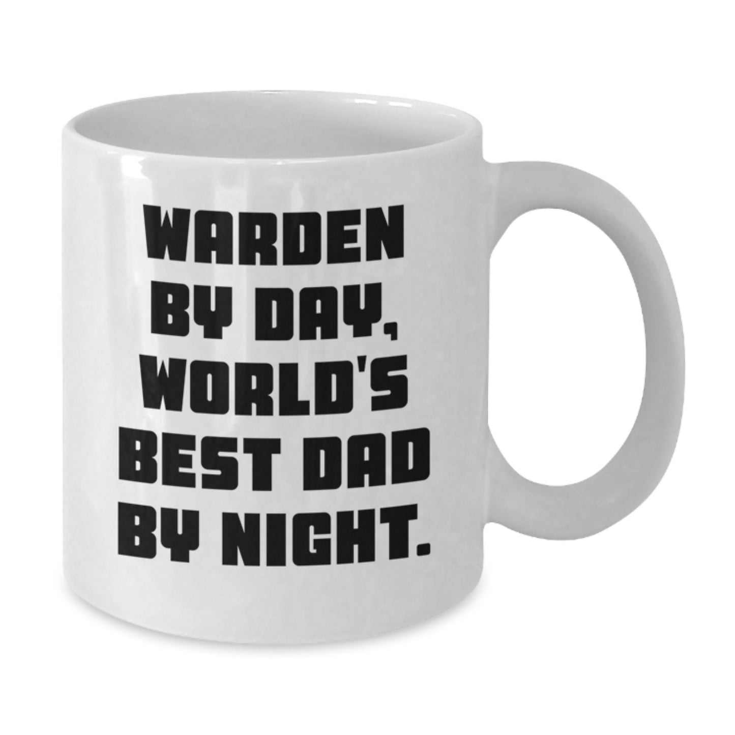 Warden Mugs Funny Graduation Gift from Family, Friends, or Coworkers for Dad, 'Warden By Day, World's Best Dad By Night.' - Additional