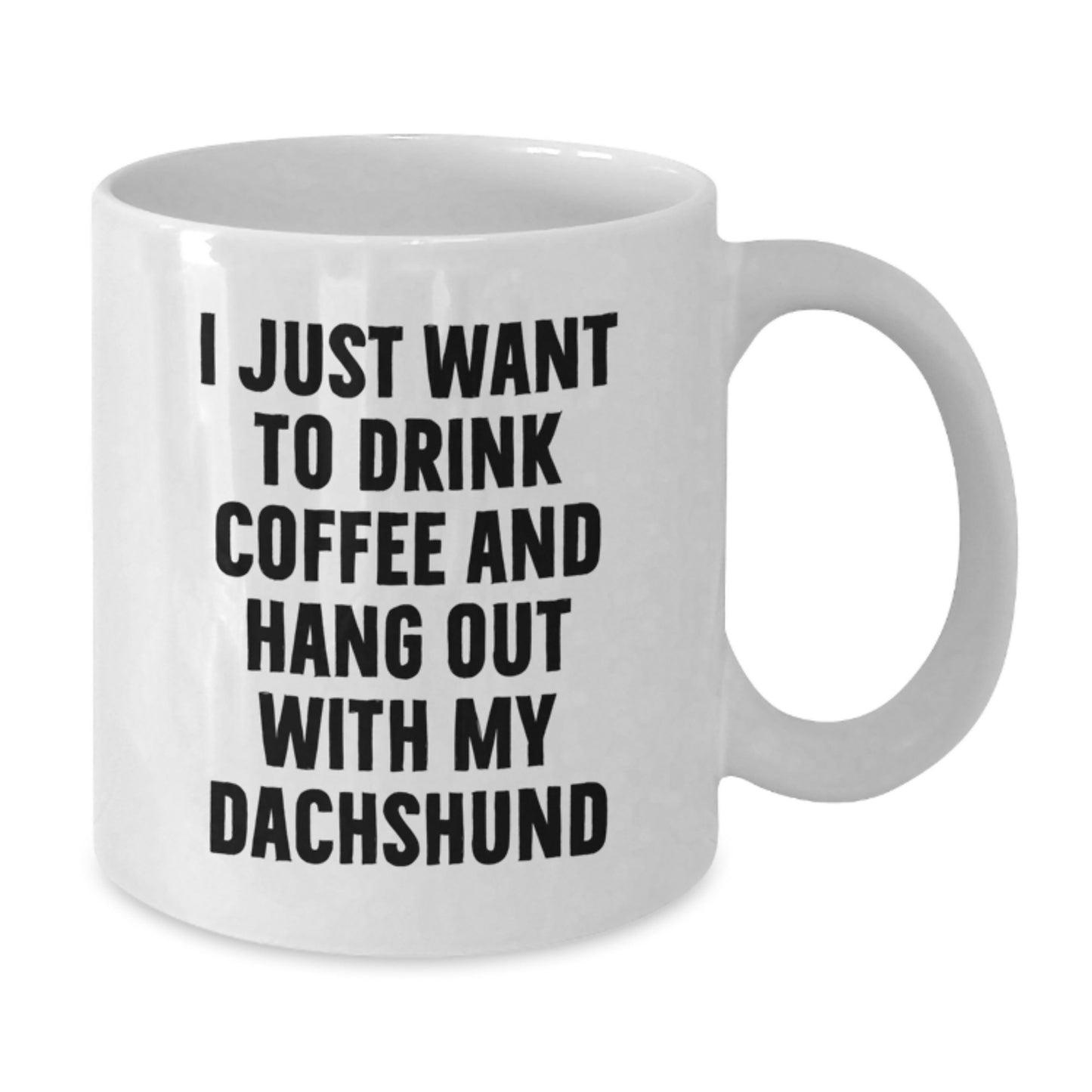 Funny Dachshund Dog Gifts from Men to Friends - 'I Just Want To Drink Coffee And Hang Out With My Dachshund' White Coffee Mug for Birthday - Additional