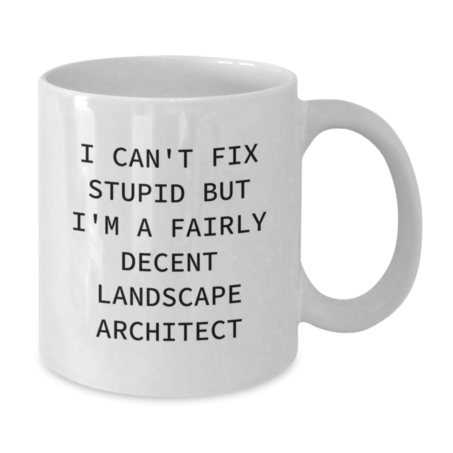Funny Landscape Architect Gifts from Friends for Graduation Unique White Coffee Mug - I Can't Fix Stupid But I'm A Fairly Decent Landscape Architect - Additional