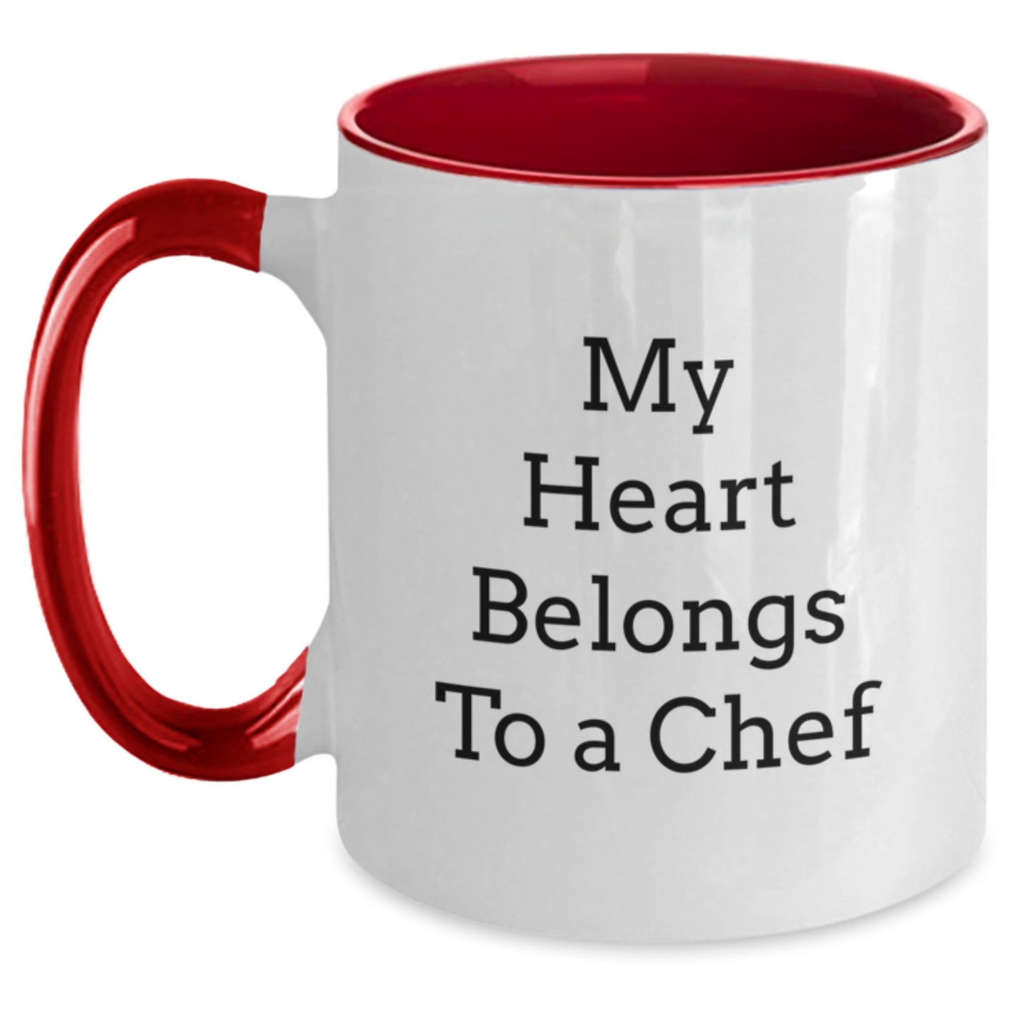 Funny Chef Quotes Gifts from Friends and Family - My Heart Belongs To A Chef Two Tone Coffee Mug for Birthday - Main