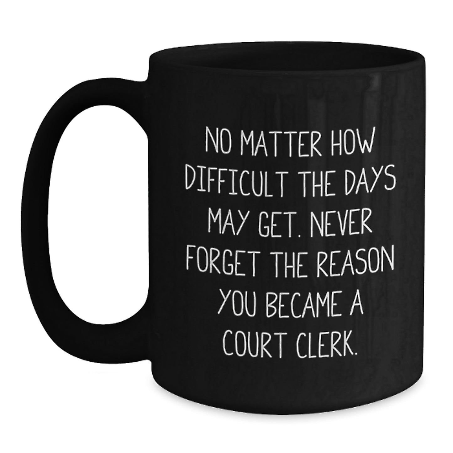 Inspiring Court Clerk Gifts, Black Coffee Mug, Never Forget the Reason - Gifts from Friends, Family or Coworkers for Court Clerk's Birthday - Main