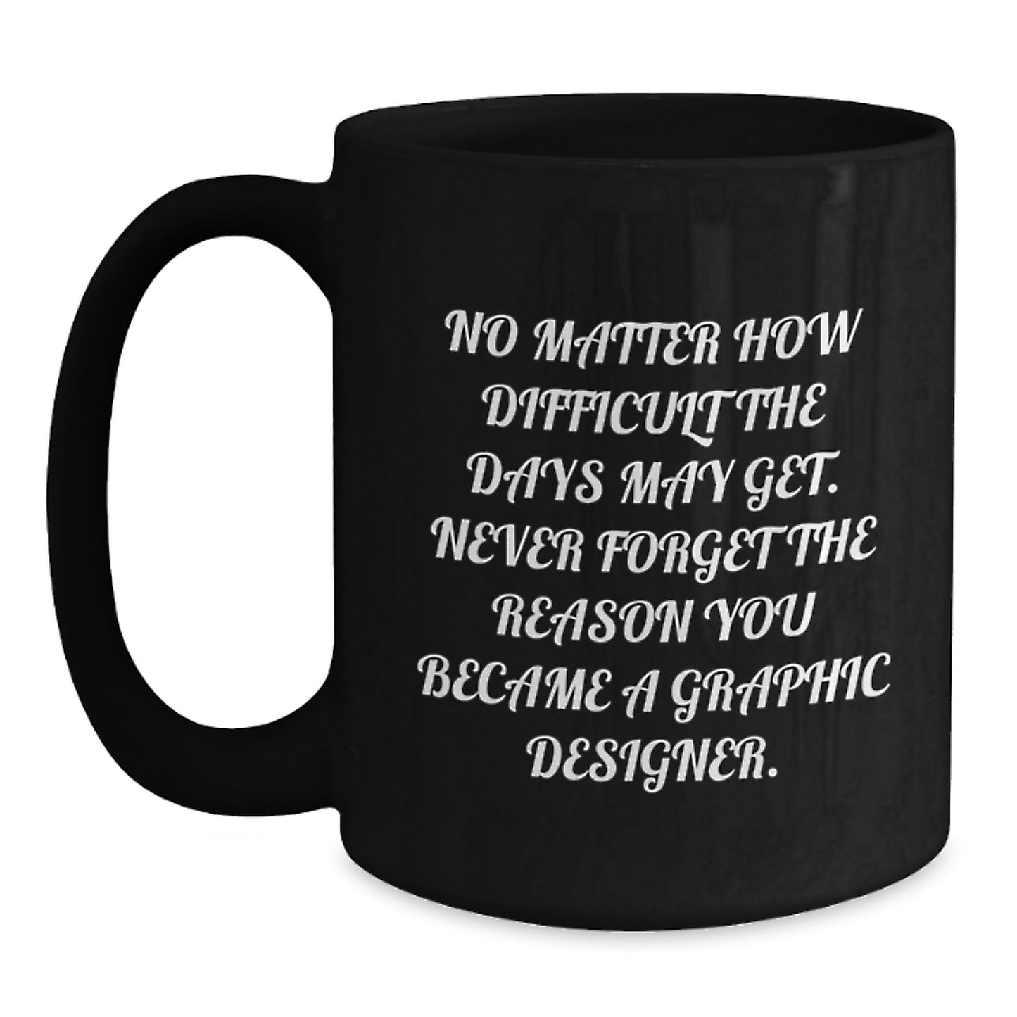Inspirational Gifts for Graphic Designers - 'Never Forget The Reason You Became A Graphic Designer.' Black Coffee Mug, Gifts from Friends, Birthday Unique Gifts for Graphic Designer - Main