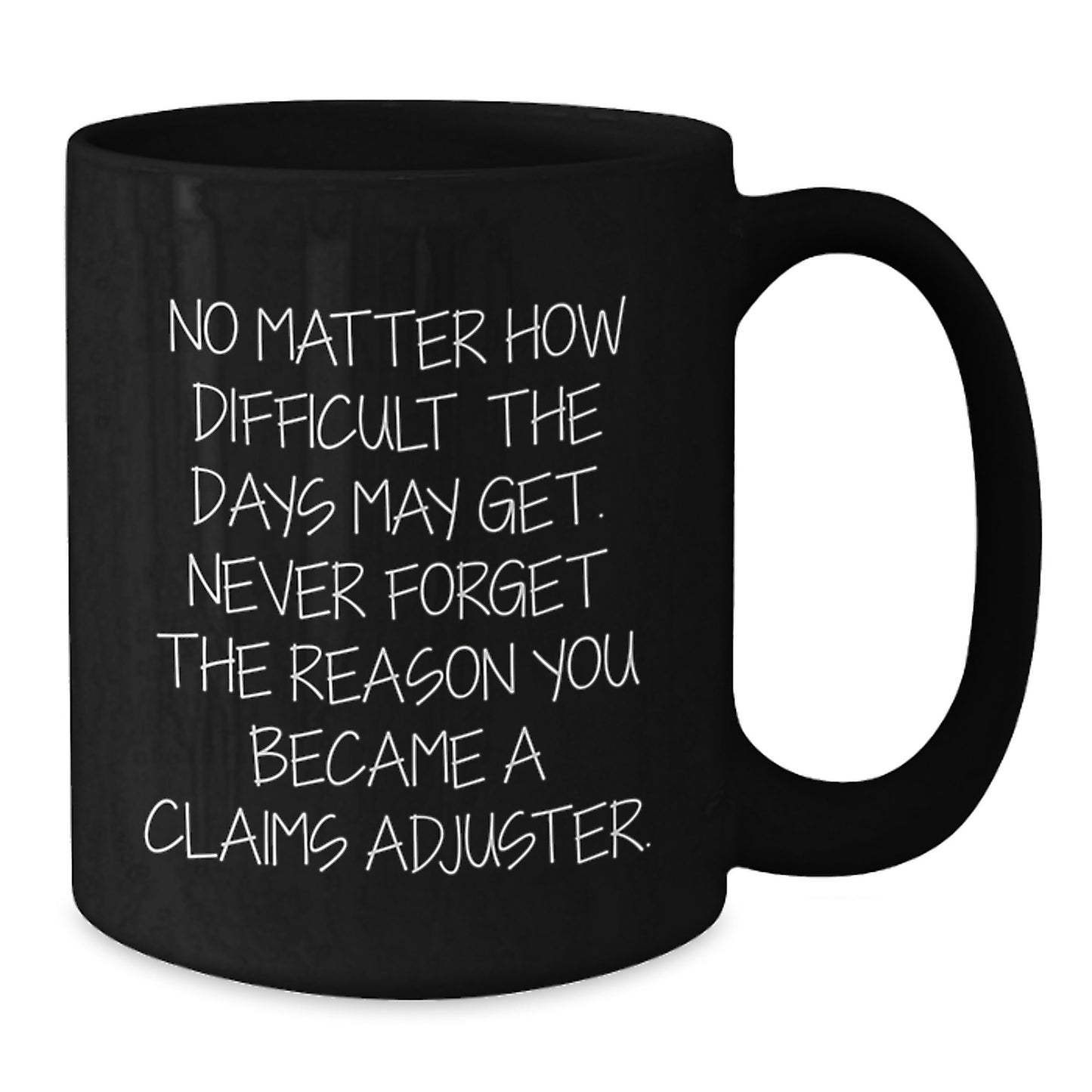 Inspiring Claims Adjuster Gifts from Friends for Graduation Celebration, 'No Matter How Difficult The Days May Get...' Black Coffee Mug - Additional