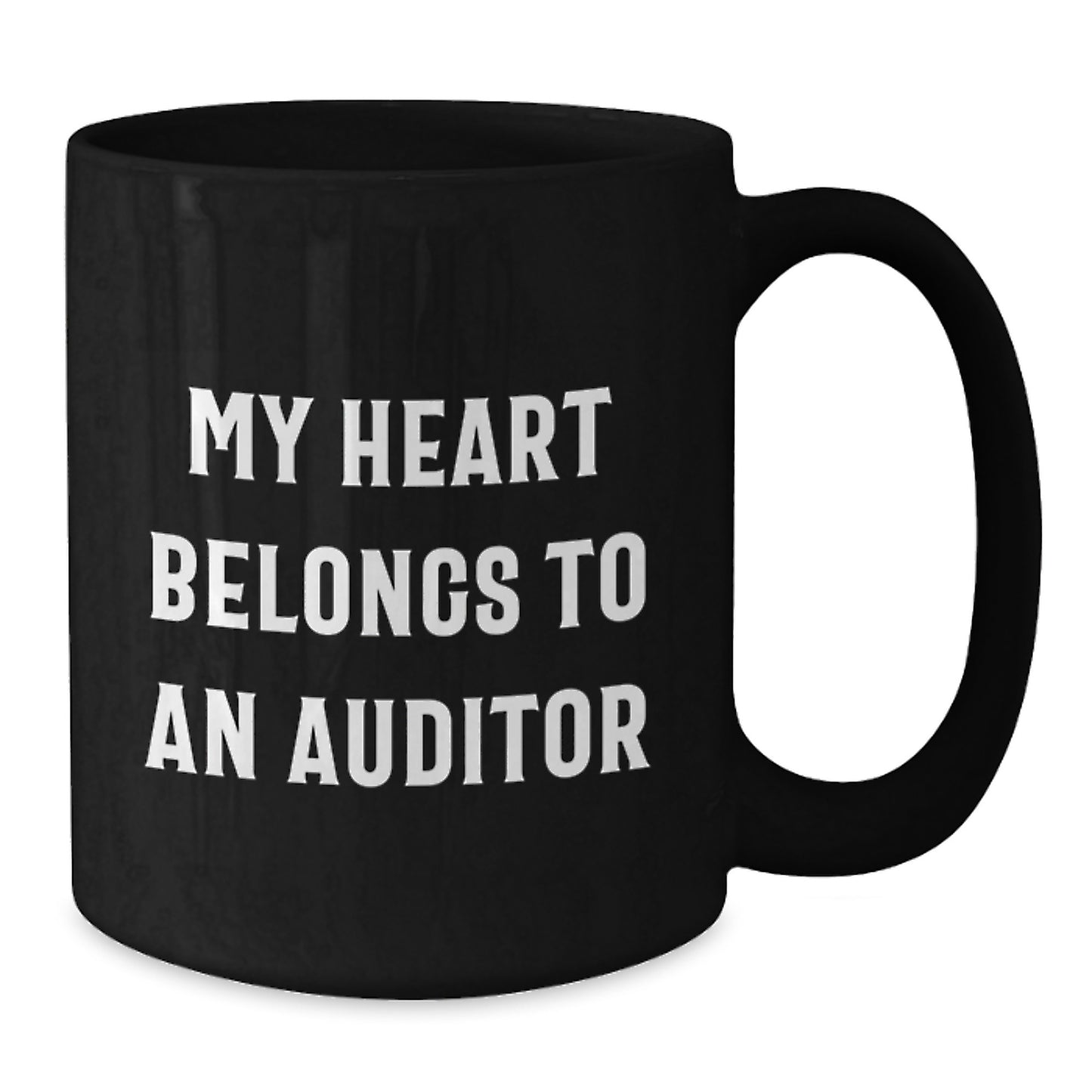 Funny Auditor Gifts for Him, My Heart Belongs to An Auditor Black Coffee Mug, Birthday Unique Presents from Friends, Family, or Coworkers - Additional
