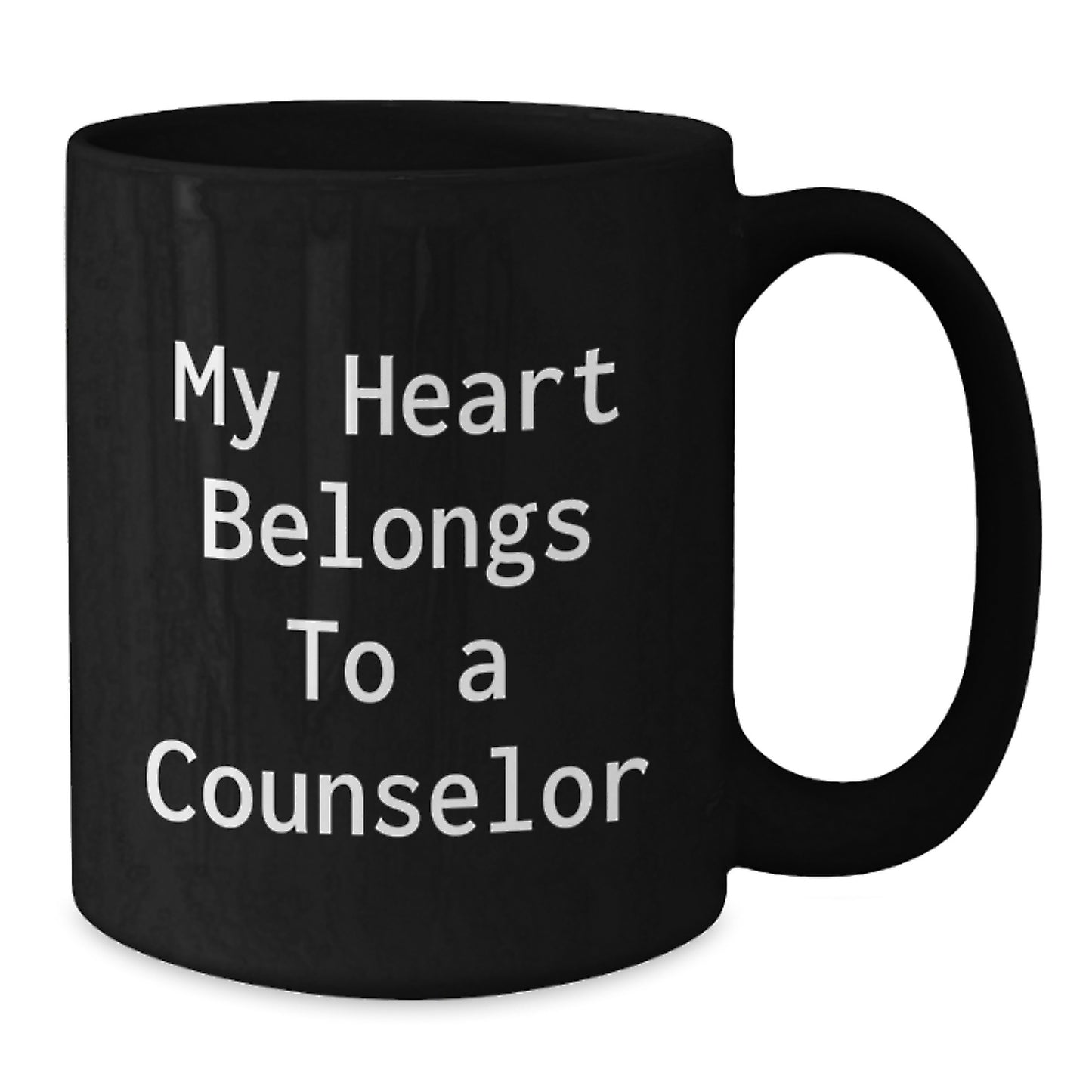Funny Counselor Gifts: Gifts from Friends for Counselor Birthday, Black Coffee Mug with My Heart Belongs To A Counselor Quote, Inspirational Counselor Mug, Counselor Appreciation Gifts - Additional