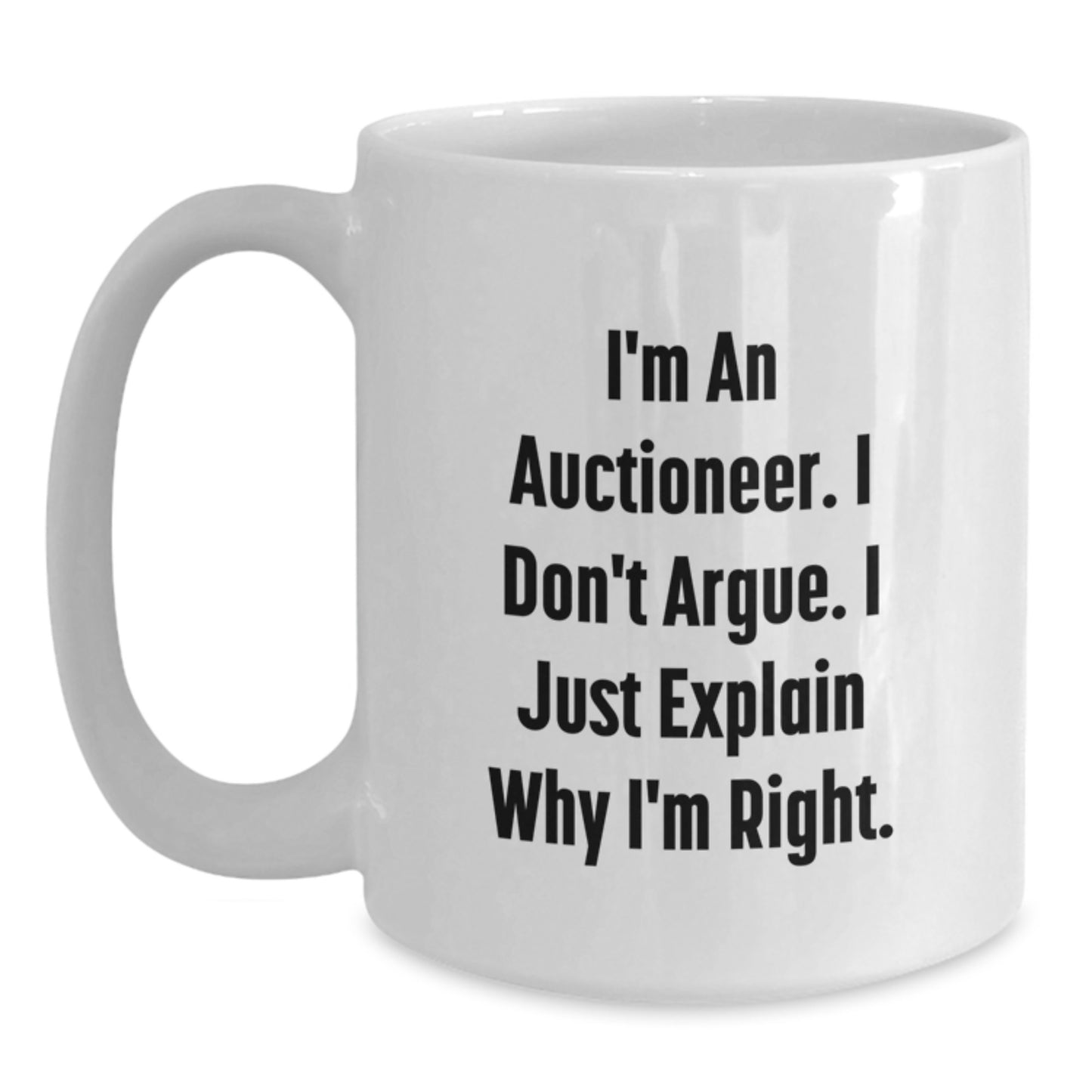 Auctioneer Humor Gifts from Men to Friends for Birthday Unique White Coffee Mug - Main