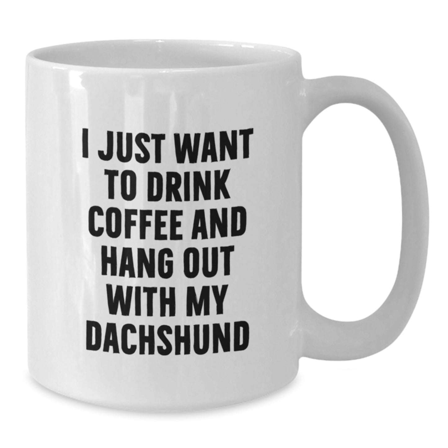 Funny Dachshund Dog Gifts from Men to Friends - 'I Just Want To Drink Coffee And Hang Out With My Dachshund' White Coffee Mug for Birthday - Additional