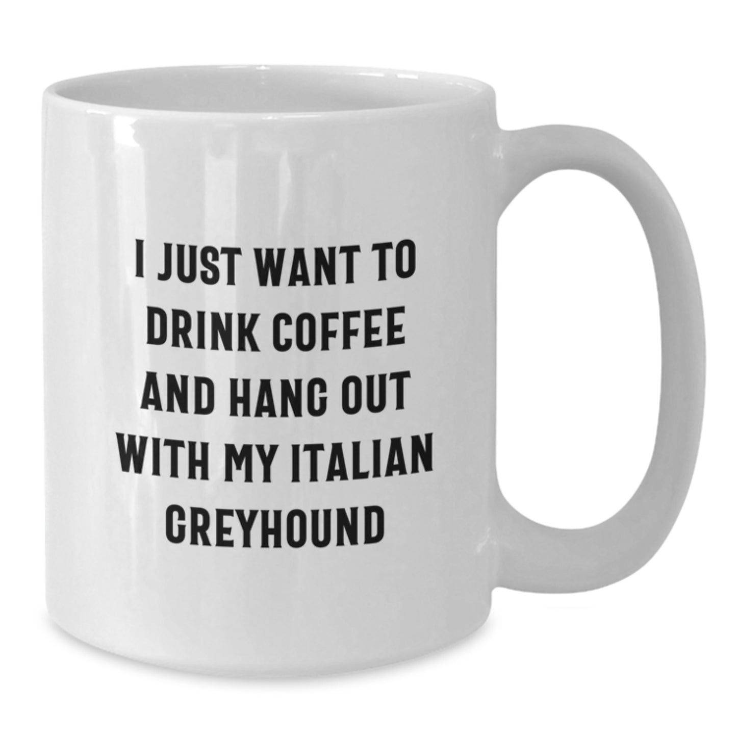 Funny Italian Greyhound Dog Lover Gifts from Friends for Birthday - 'I Just Want To Drink Coffee And Hang Out With My Italian Greyhound' Quote on White Ceramic Coffee Mug - Additional