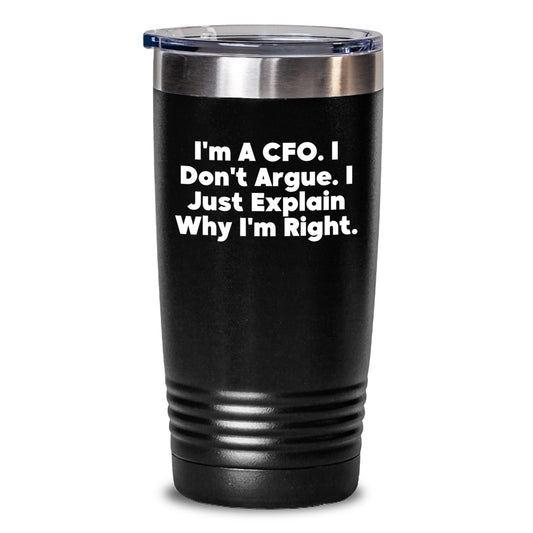 CFO Funny Quote Tumbler, Gifts from Men to CFO, Inspirational Graduation Gifts for Men, 20oz/30oz Vacuum Insulated Stainless Steel Tumbler - Main