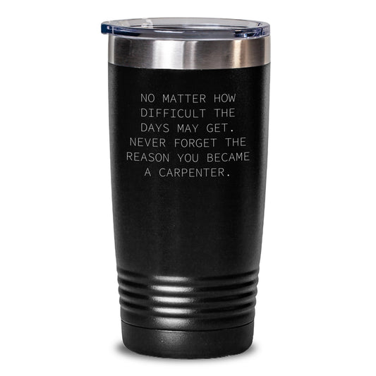 Carpenter Gifts from Friends, Unique Inspiration for Graduation, Tumbler Quote, 20oz or 30oz Capacity, Stainless Steel / Powder Coating - Main
