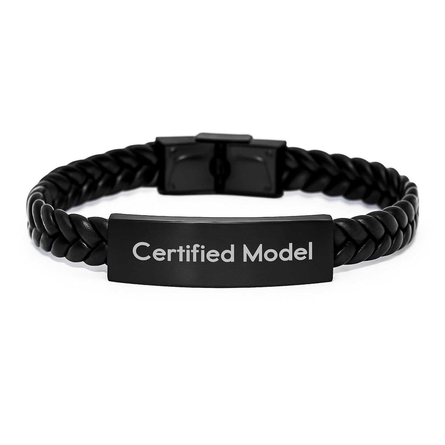 Funny Model Gifts, Certified Quote Interlaced Leather Bracelet for Men and Women, Graduation Unique Gifts from Friends or Family - Image 1