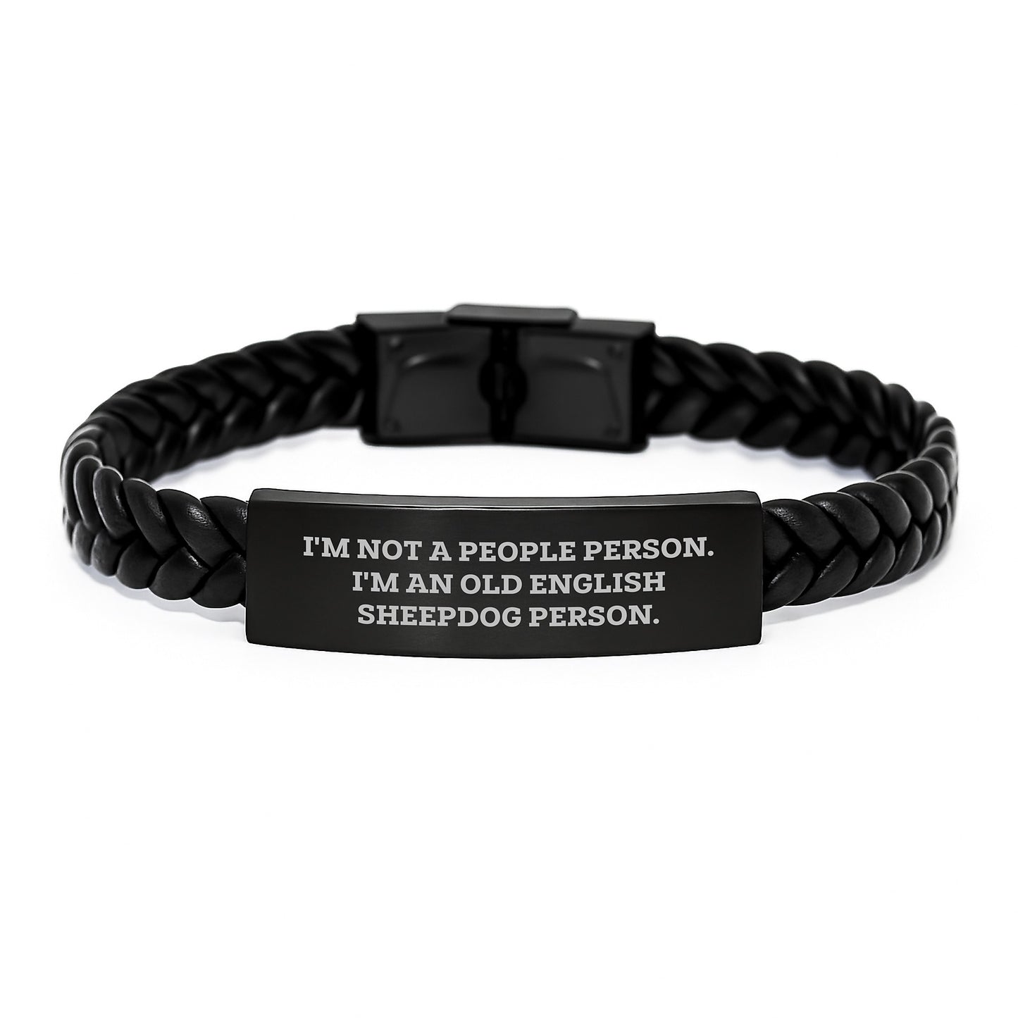 Funny Old English SheepDog Lover Gifts from Friends Birthday Unique Interlaced Leather Bracelet for Old English SheepDog Person - Image 1