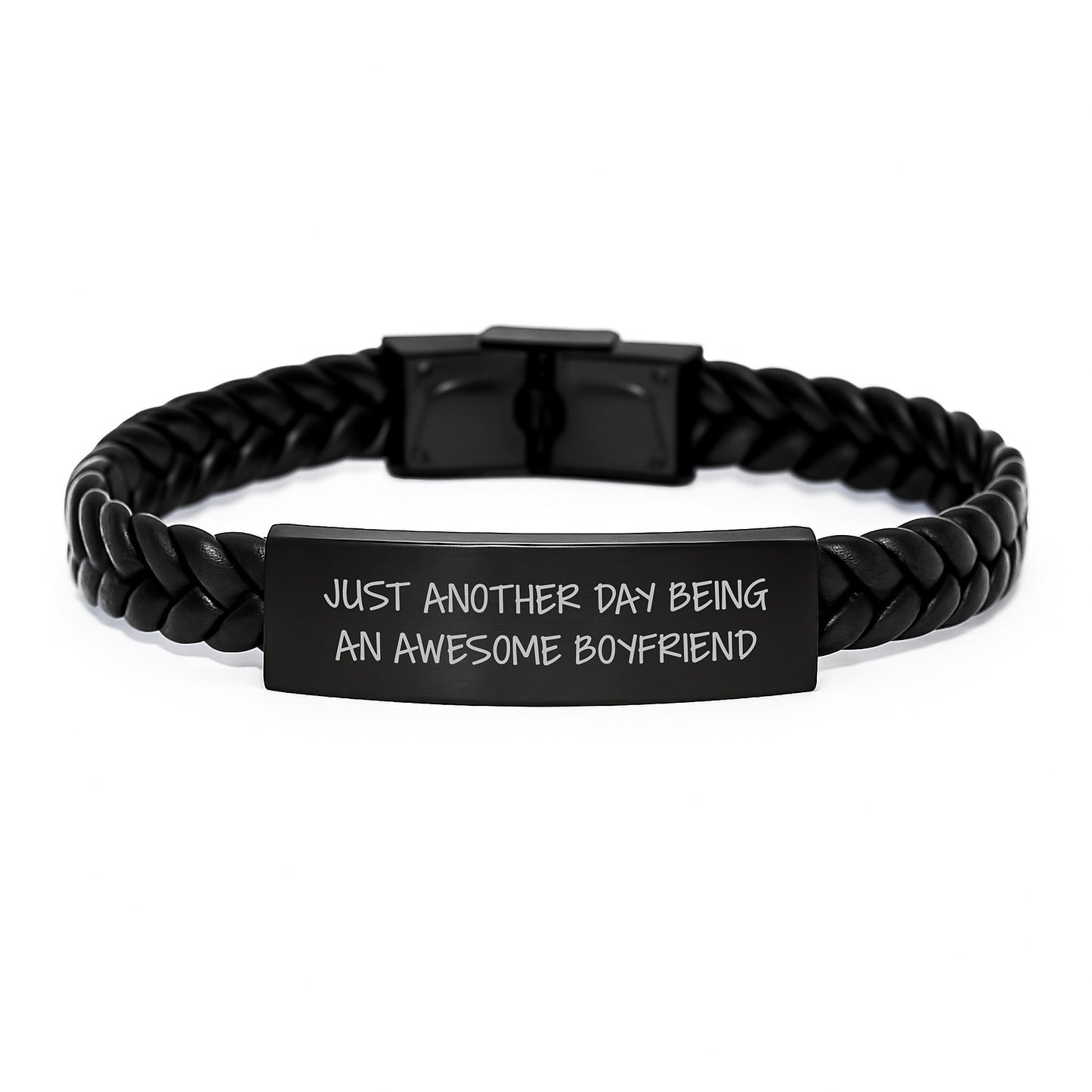 Sweetheart Gifts, Just Another Day Being An Awesome Sweetheart, Interlaced Leather Bracelet for Men, Unique Graduation Gifts from Friends - Image 1