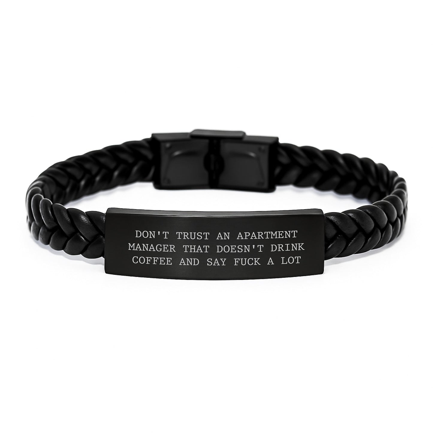 Funny Apartment Manager Gifts from Friends to Men - Interlaced Leather Bracelet for Graduation Unique Gifts for Apartment Managers - 'Don't Trust...' - Image 1