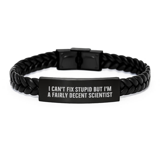 Scientist Gifts, Inspirational Interlaced Leather Bracelet, Gifts from Friends for Men, Funny Quote, Unique Graduation Gifts for Him - Image 1