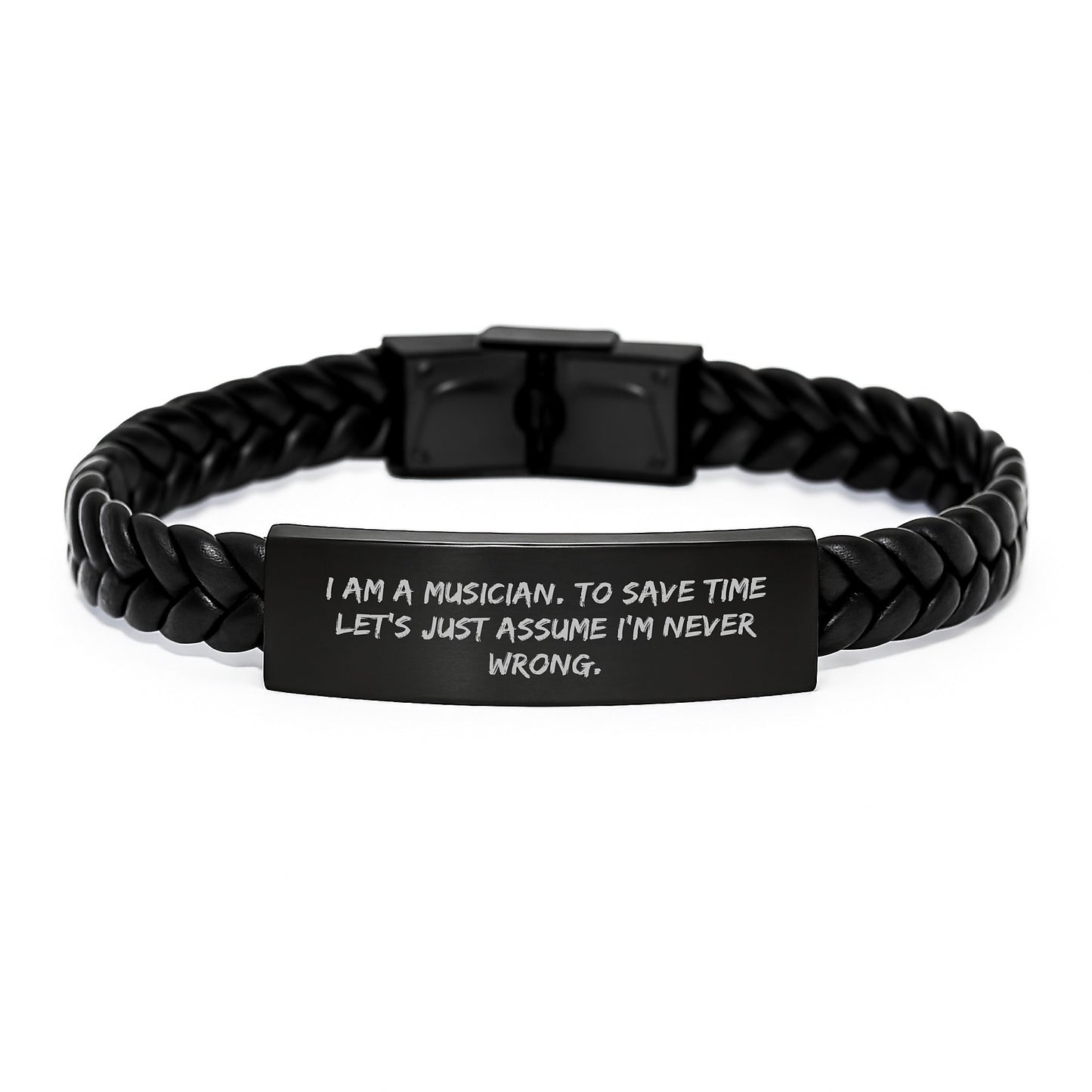 Musician Gifts Funny Quote Interlaced Leather Bracelet for Men Friends from Family Graduation Unique Ideas - Image 1