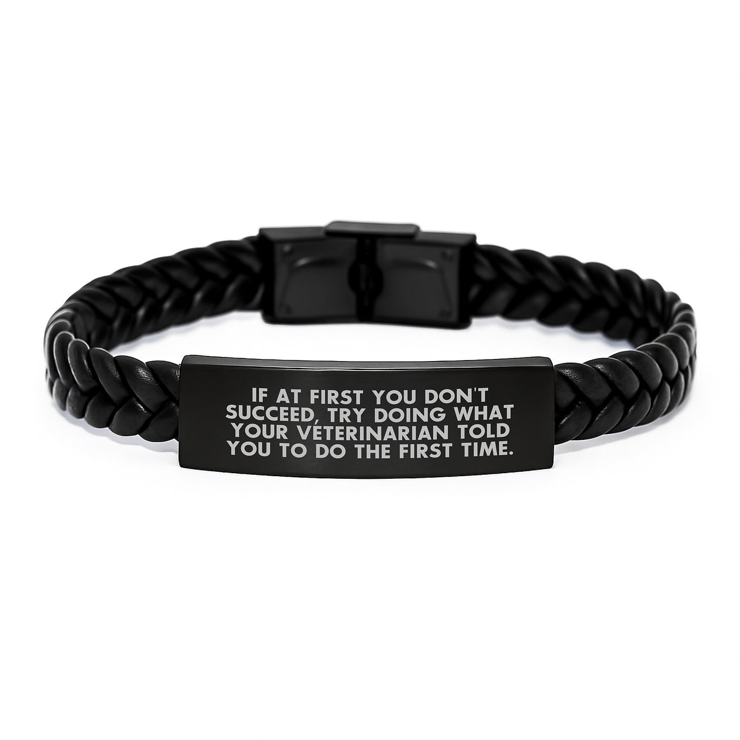 Veterinarian Humor Interlaced Leather Bracelet, Funny Gifts from Friends for Veterinarian, Birthday Unique Gifts, Gifts for Veterinarian - Image 1