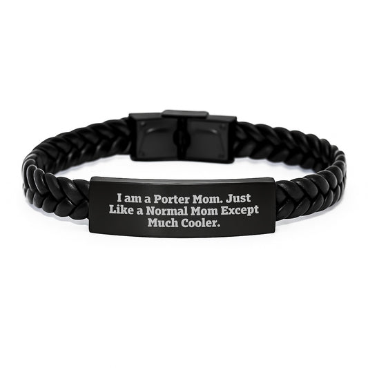Porter Gifts, Funny Quote Interlaced Leather Bracelet, Birthday Unique Gifts from Family to Porter - Image 1