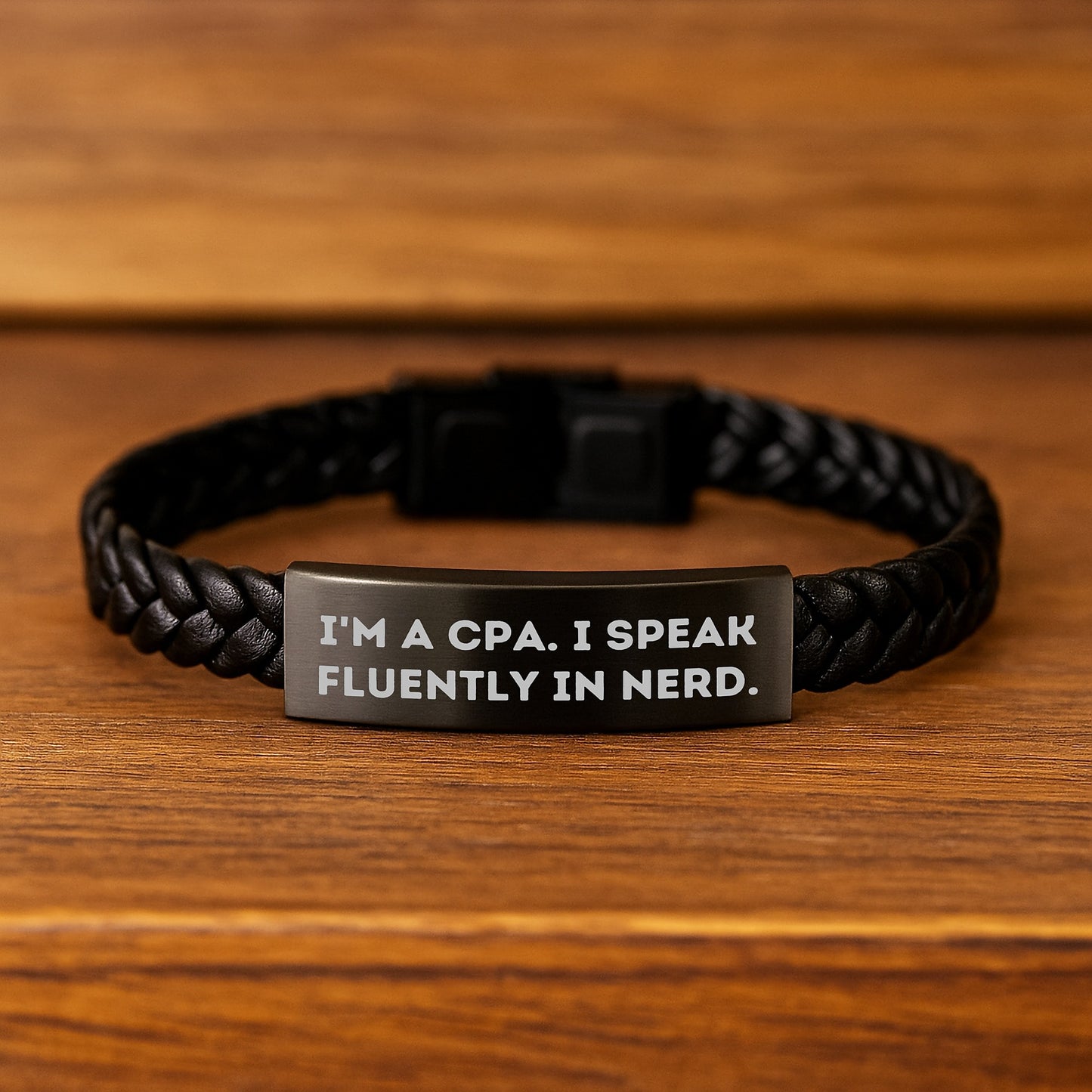 CPA Gifts from Friends, Unique Interlaced Leather Bracelets with Funny Quote, Graduation Unique Gifts for Men, 'I'm A Cpa. I Speak Fluently In genius.' - Image 2