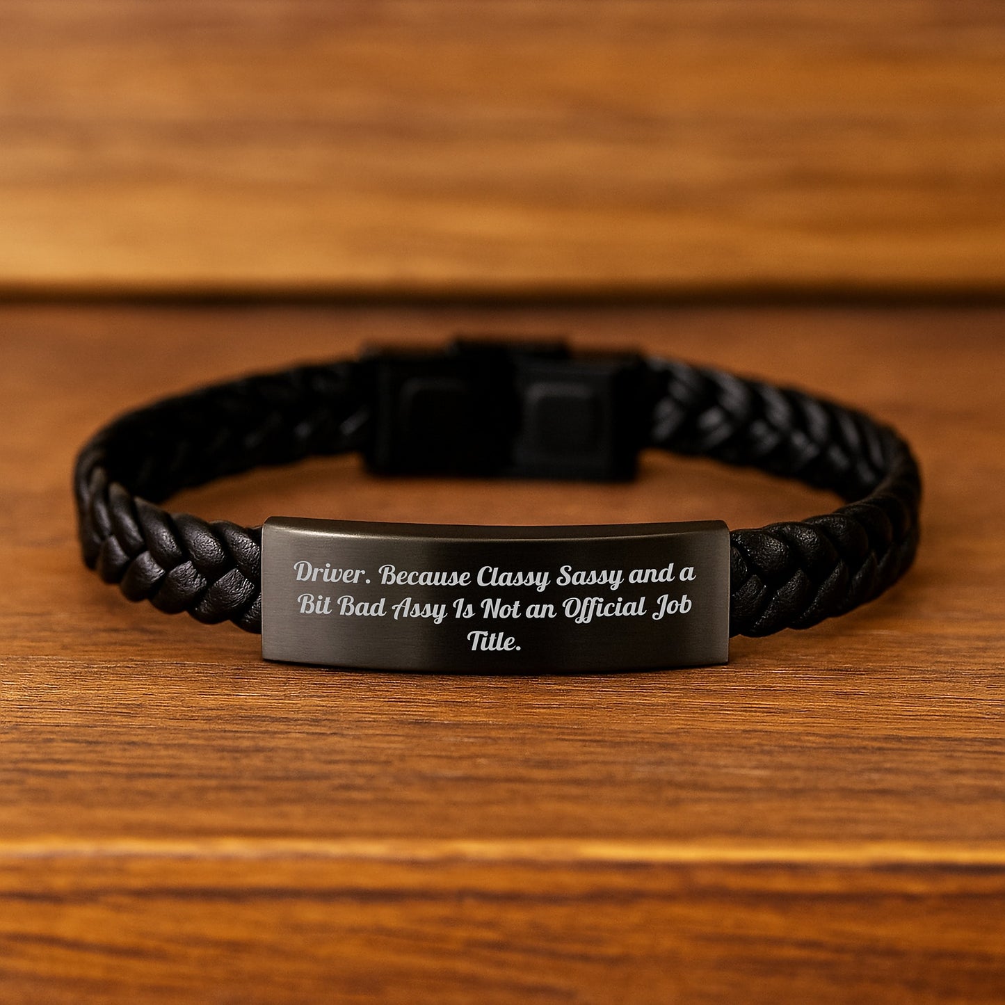 Driver Gifts from Friends, Unique Interlaced Leather Bracelet for Men Graduation Classy Sassy and a Bit Fearlessy Is Not an Official Job Title - Image 2
