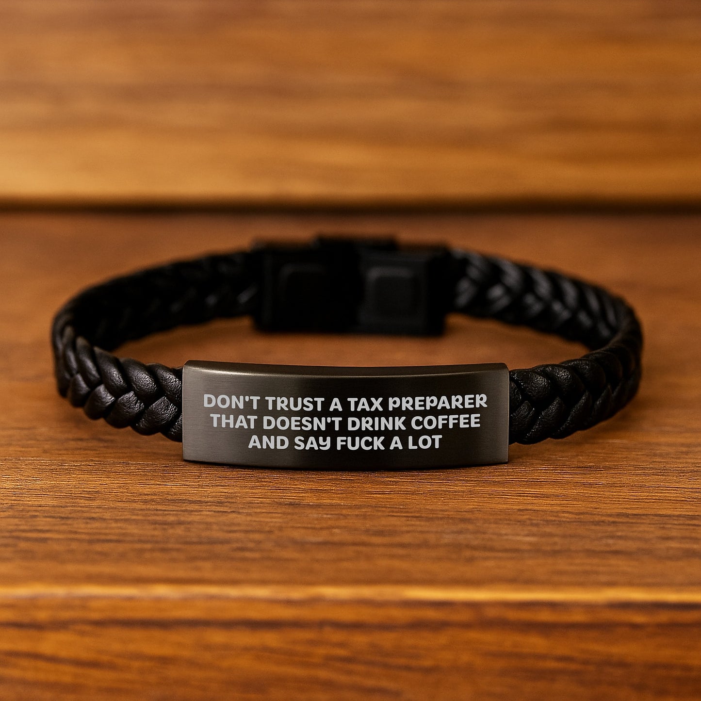 Tax Preparer's Coffee Break, Funny Quote Interlaced Leather Bracelet Gifts from Men, Unique Graduation Presents for Tax Preparer Friends, Coworkers, and Family - Image 2