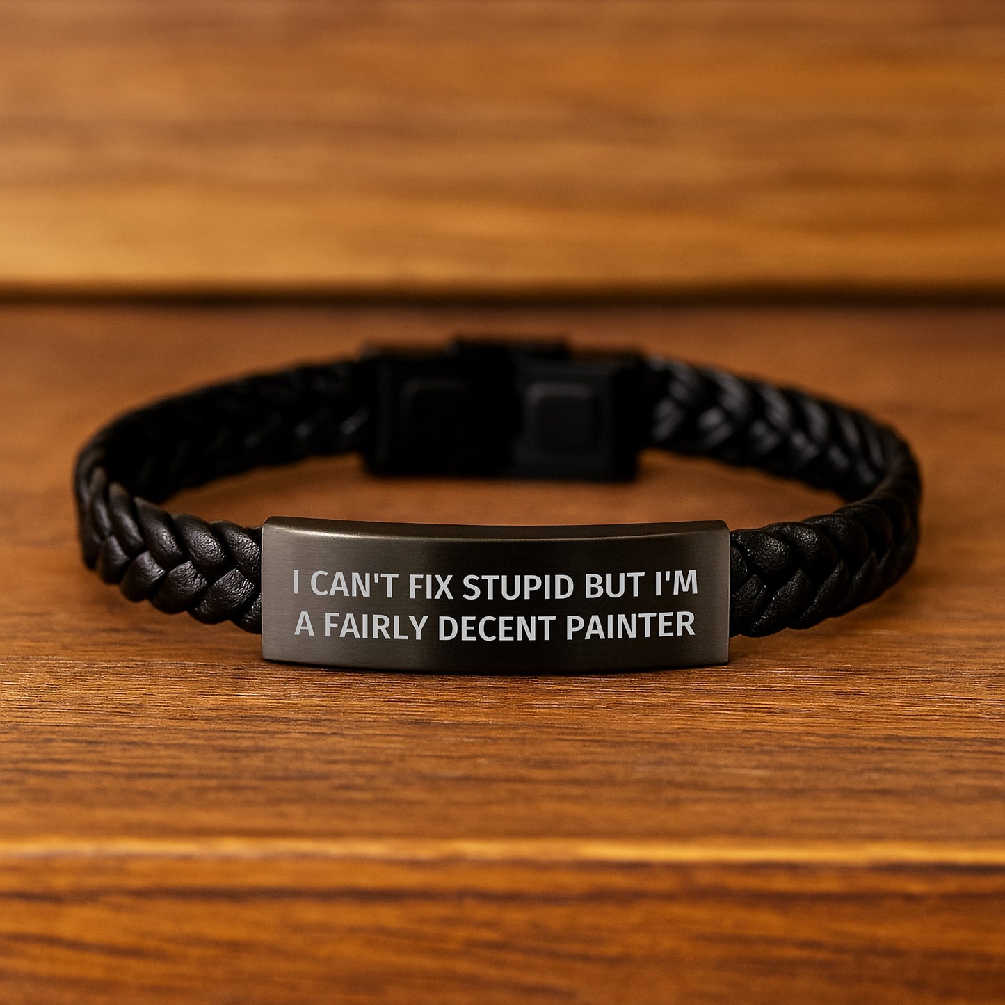 Funny Painter Gifts for Him and Her, Interlaced Leather Bracelet, 'I Can't Fix Stupid But I'm A Fairly Decent Painter' Quote, Graduation Unique Gifts from Friends and Family - Image 2
