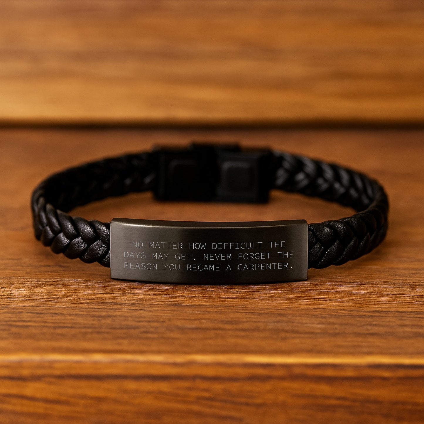 Carpenter's Inspirational Interlaced Leather Bracelet, Gifts from Men to Graduating Carpenters, No Matter How Difficult The Days May Get. - Gifts for Carpenter - Image 2
