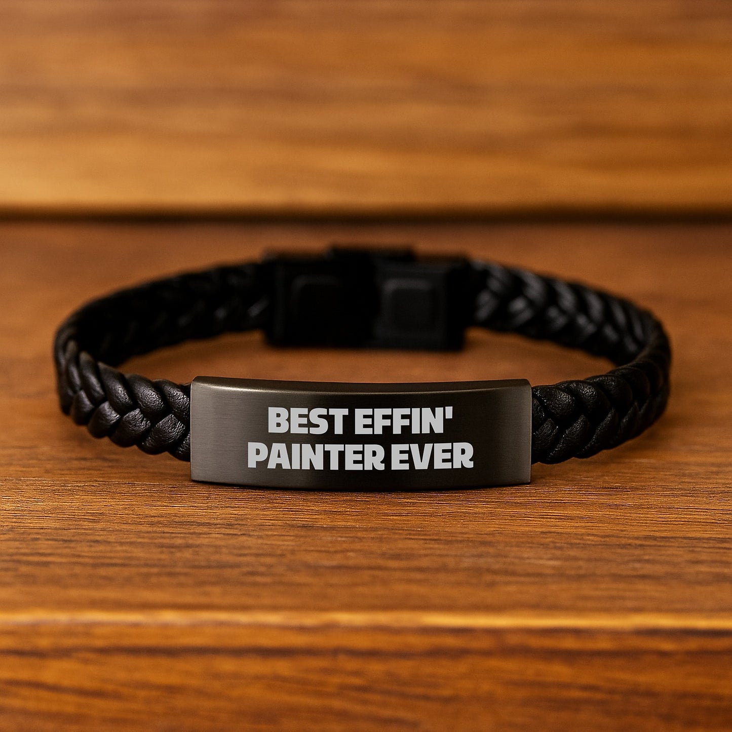 Funny Painter Gifts from Friends - Best Effin' Painter Ever Interlaced Leather Bracelet for Birthday - Image 2