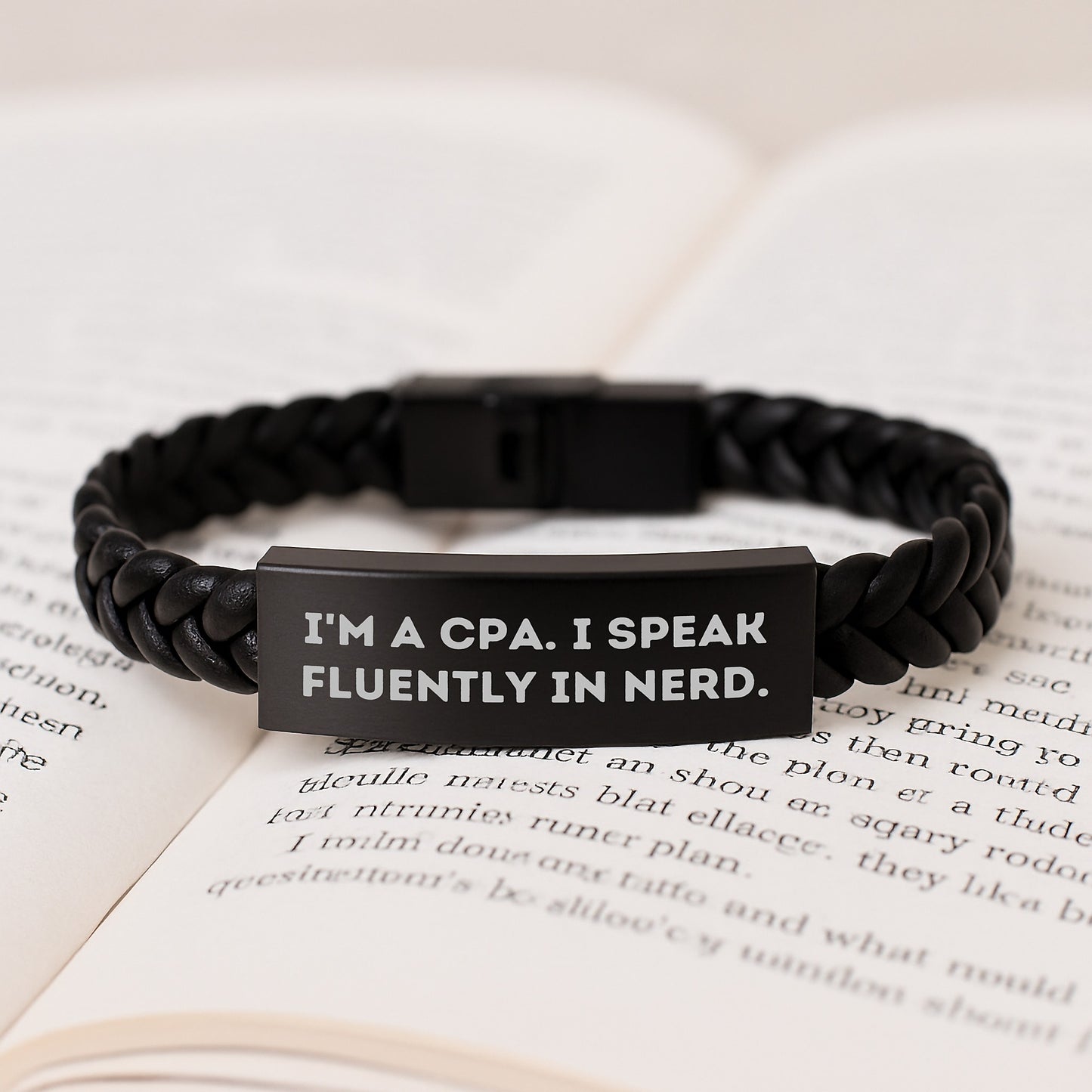 CPA Gifts from Friends, Unique Interlaced Leather Bracelets with Funny Quote, Graduation Unique Gifts for Men, 'I'm A Cpa. I Speak Fluently In genius.' - Image 3