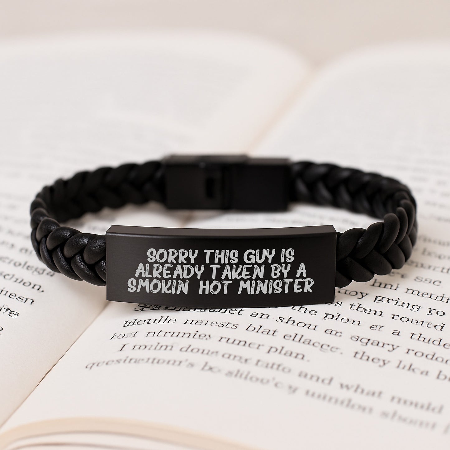 Funny Minister Gifts for Him - Interlaced Leather Bracelet with Engraved Stainless Steel, Graduation Unique Gifts from Men - Image 3