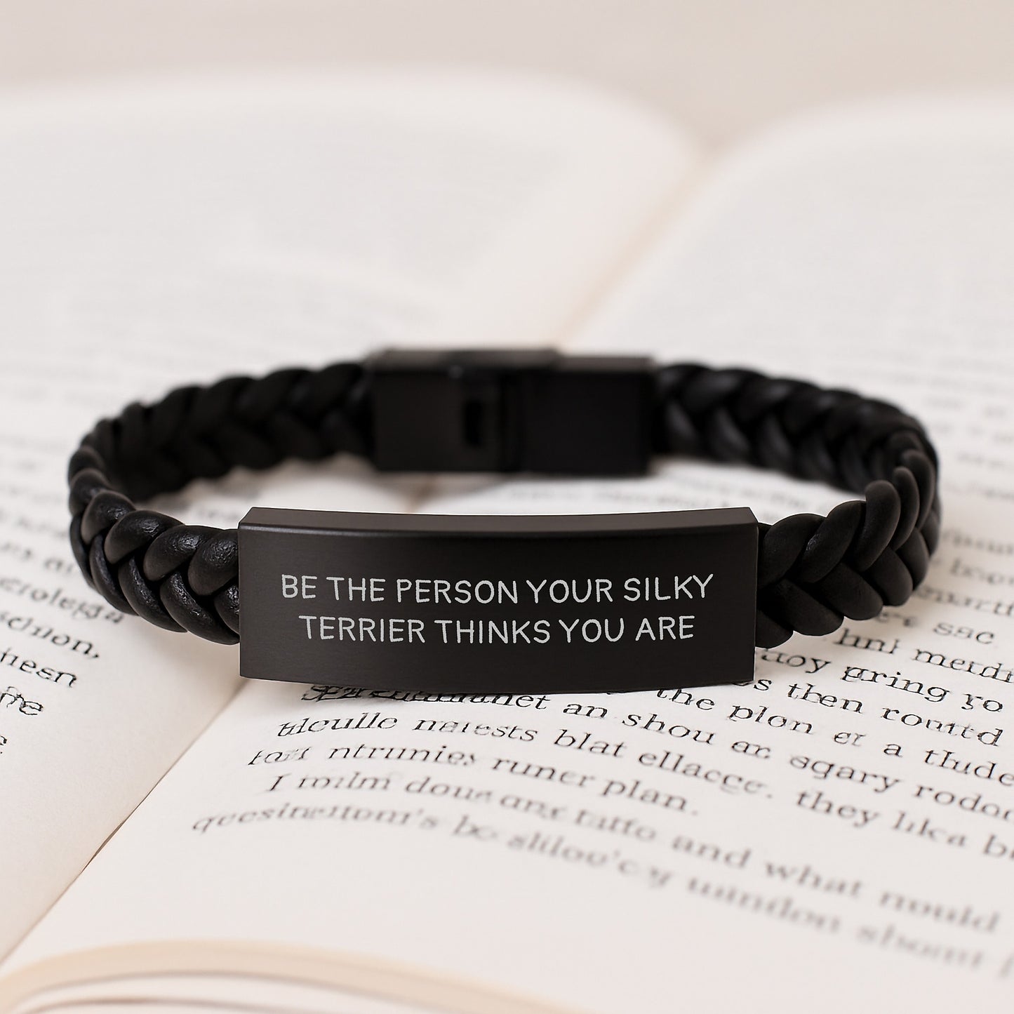 Funny Silky Terrier Dog Interlaced Leather Birthday Unique Gift for Men from Best Friends - 'Be The Person Your Silky Terrier Thinks You Are' Quote - Image 3