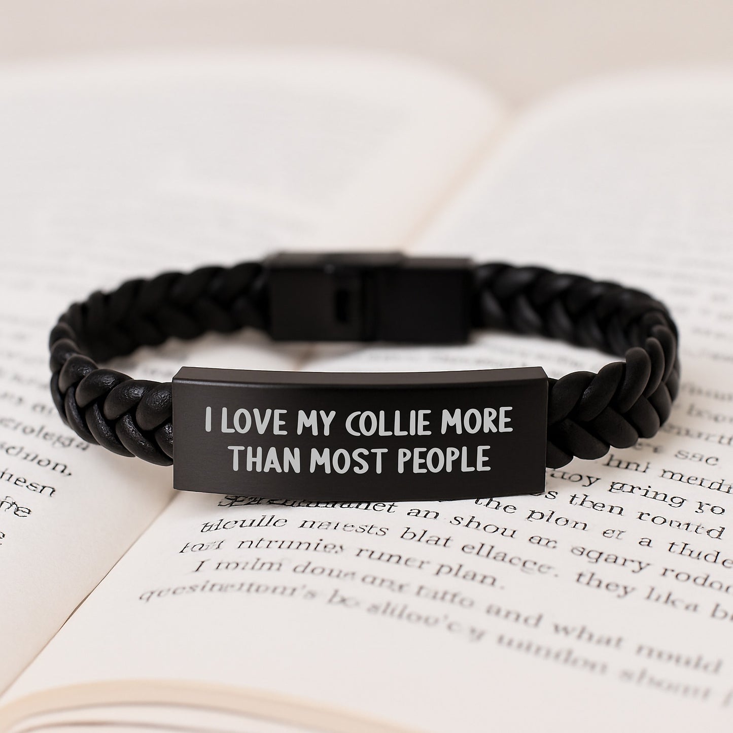 Collie Dog Lovers Unite! Funny Quote Interlaced Leather Bracelet Gifts from Friends for Birthday - Image 3