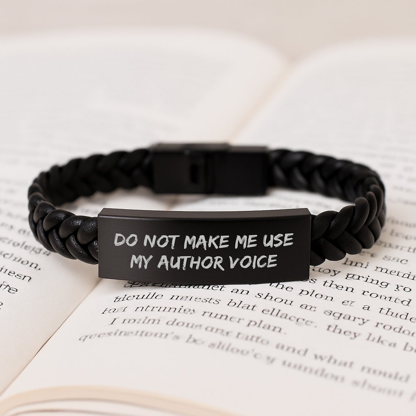 Author Inspirational Gifts from Friends for Men, Women, Graduation Unique Interlaced Leather Braces Do Not Make Me Use My Author Voice, Author Signature Jewelry - Image 3