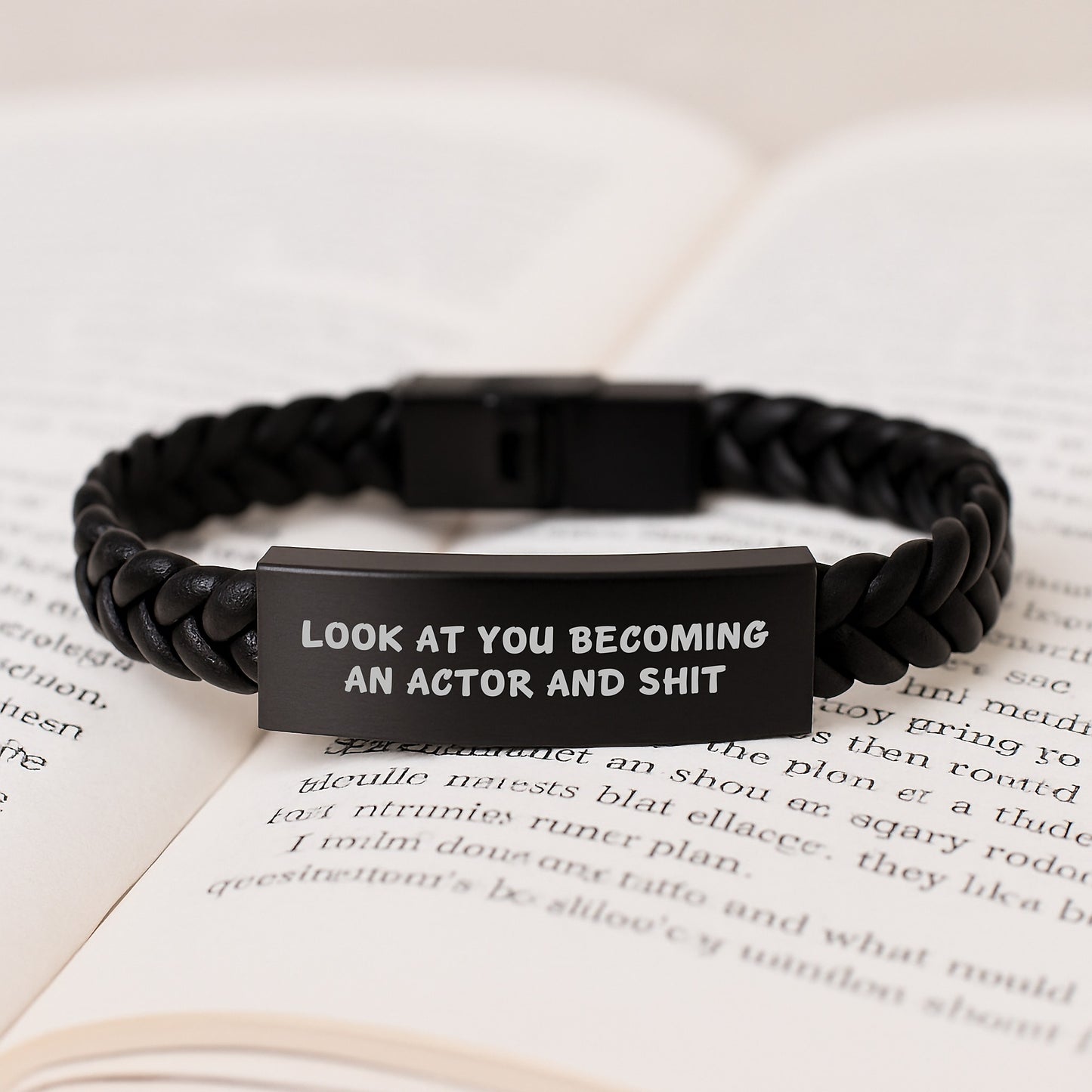 Funny Actor Gifts, Interlaced Leather Bracelet for Him, Graduation Unique Gifts from Friends, 'Look At You Becoming An Actor And Shit' Quote, Actor's Inspiration - Image 3