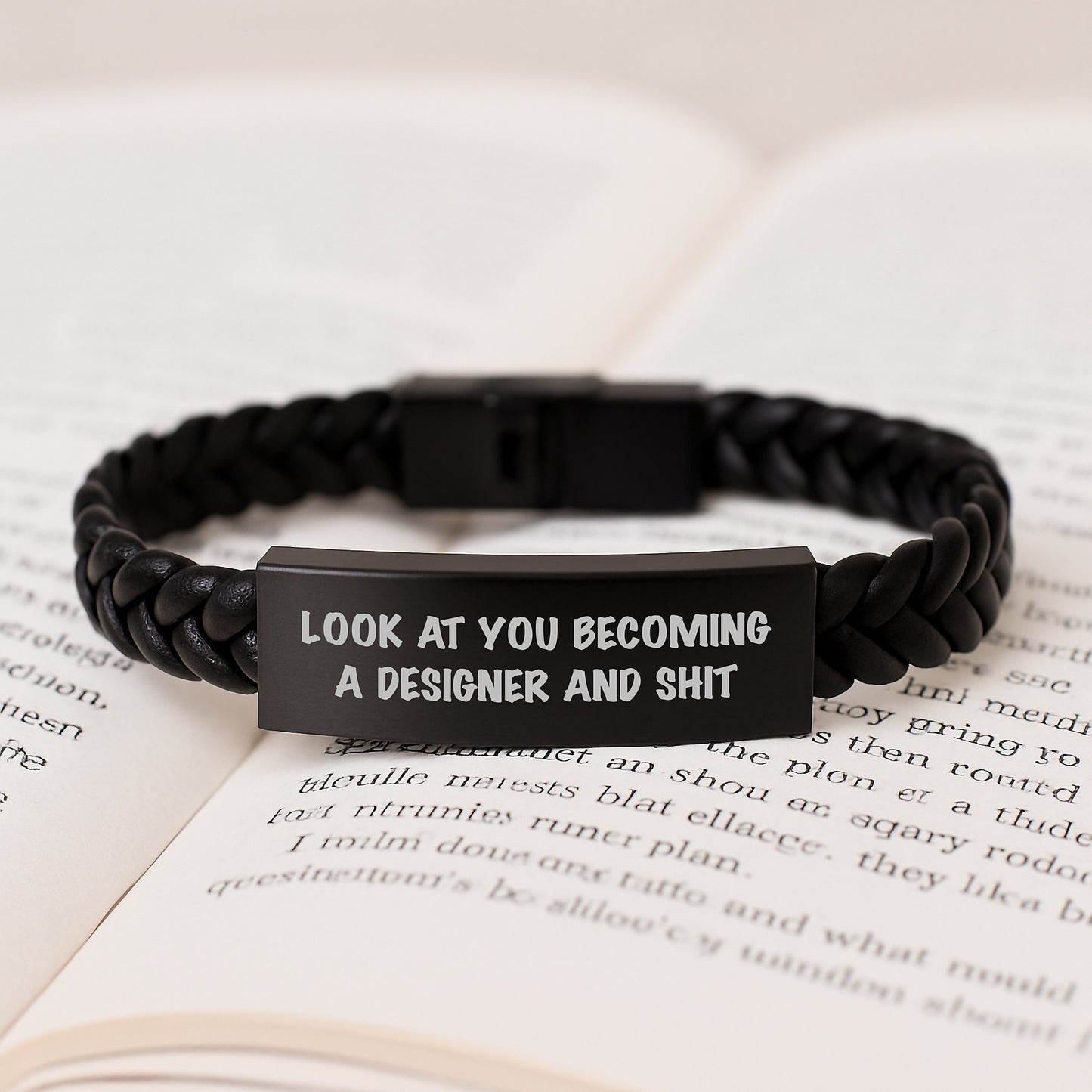 Funny Designer Interlaced Leather Bracelet Gifts from Friends to Men on Birthday - 'Look At You Becoming A Designer And Shit' - Image 3
