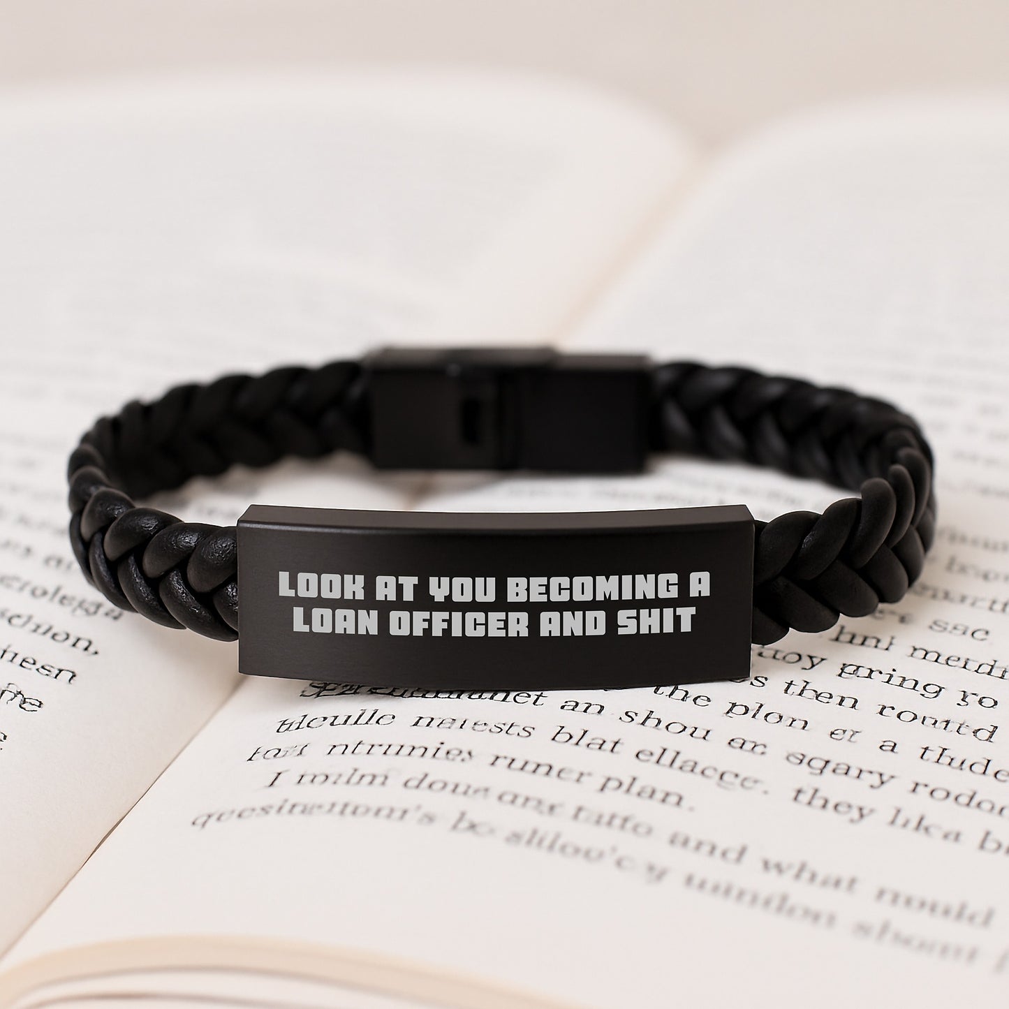 Funny Loan Officer Gifts from Friends, Inspirational Quote Interlaced Leather Bracelet, Birthday Unique Gifts for Loan Officer Men, Women, Coworkers, Family - Image 3