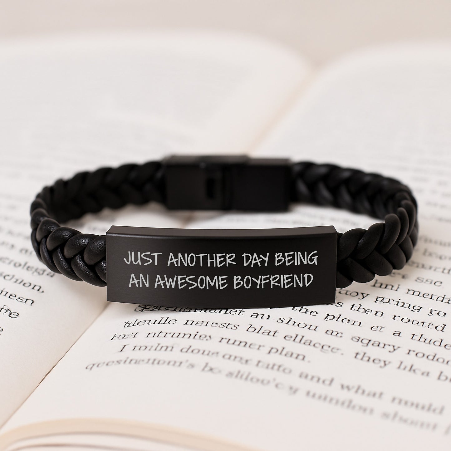 Sweetheart Gifts, Just Another Day Being An Awesome Sweetheart, Interlaced Leather Bracelet for Men, Unique Graduation Gifts from Friends - Image 3