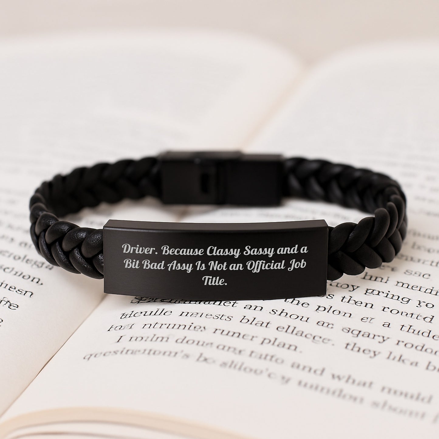 Driver Gifts from Friends, Unique Interlaced Leather Bracelet for Men Graduation Classy Sassy and a Bit Fearlessy Is Not an Official Job Title - Image 3