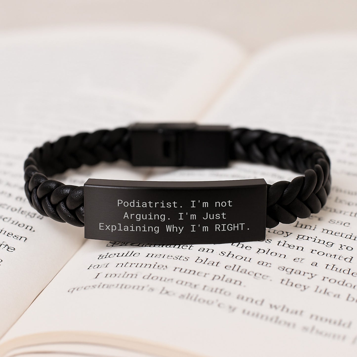 Podiatrist Gift from Friends - Interlaced Leather Bracelet, Funny Quote, Graduation Unique Gifts for Men or Women - Image 3
