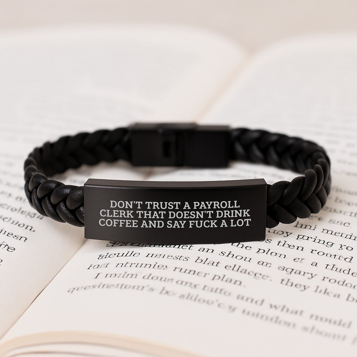Payroll Clerk Gifts, Funny Quote, Interlaced Leather Bracelet, Gifts from Coworkers for Payroll Clerk, Unique Graduation Gifts - Image 3