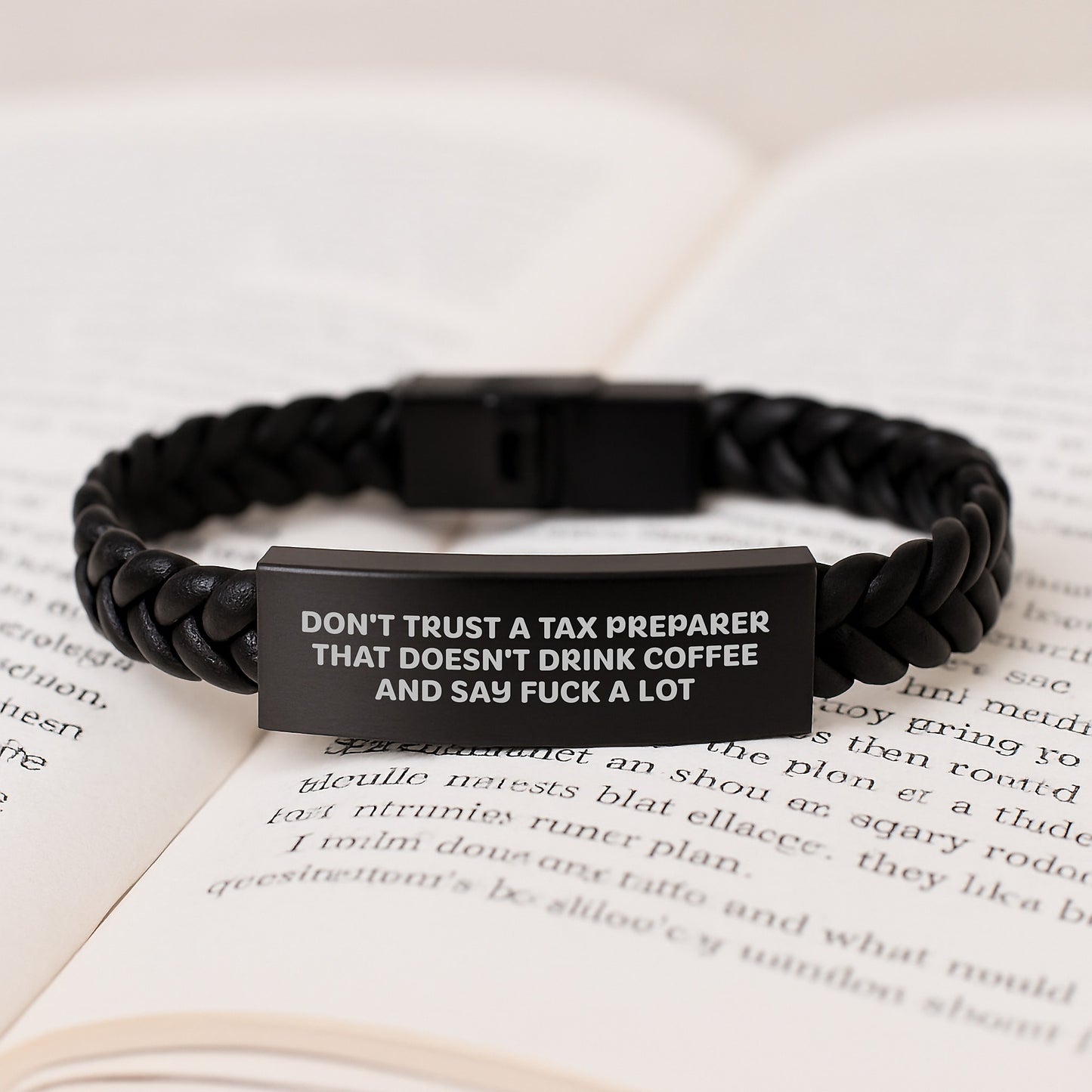Tax Preparer's Coffee Break, Funny Quote Interlaced Leather Bracelet Gifts from Men, Unique Graduation Presents for Tax Preparer Friends, Coworkers, and Family - Image 3