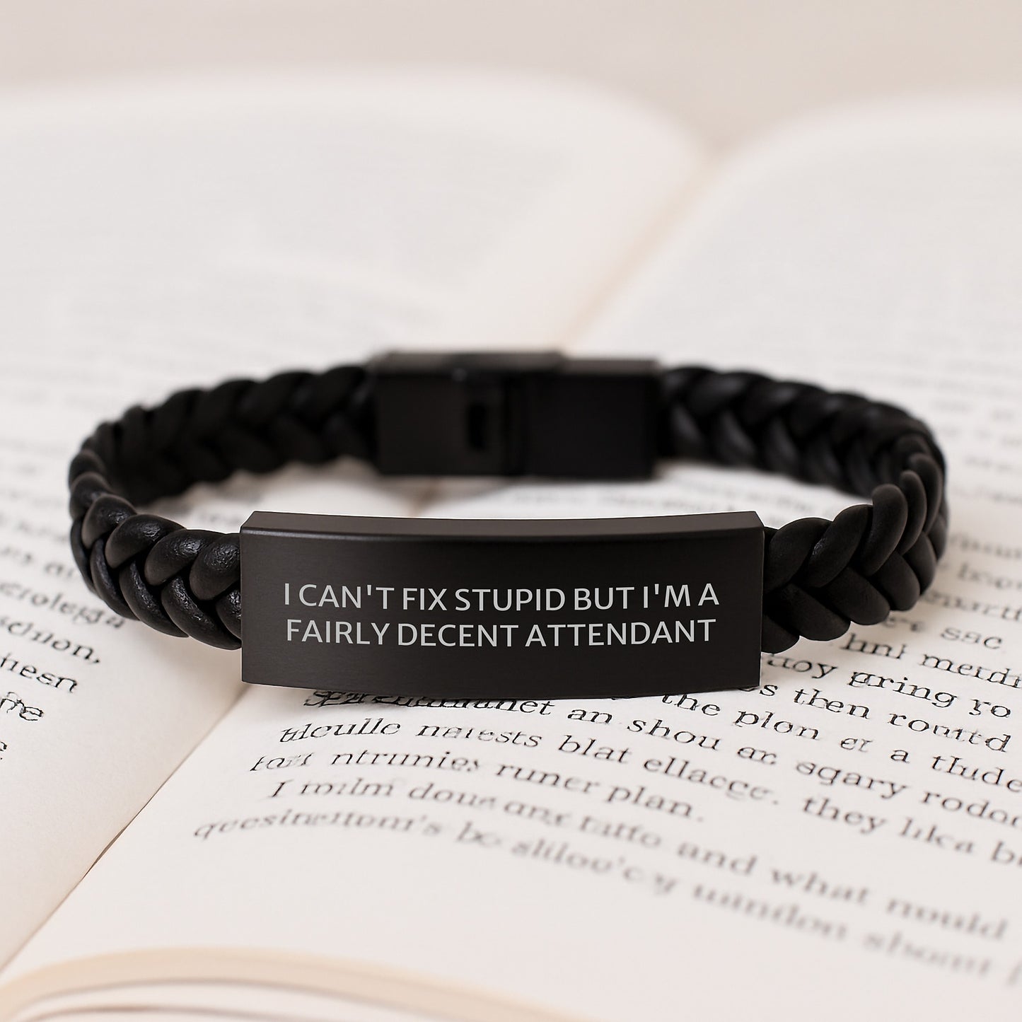 Funny Attendant Gifts for Men from Friends - I Can't Fix Stupid But I'm A Fairly Decent Attendant Interlaced Leather Bracelet, Perfect for Graduation - Image 3