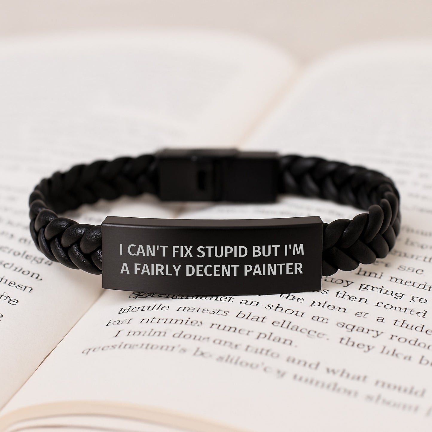 Funny Painter Gifts for Him and Her, Interlaced Leather Bracelet, 'I Can't Fix Stupid But I'm A Fairly Decent Painter' Quote, Graduation Unique Gifts from Friends and Family - Image 3