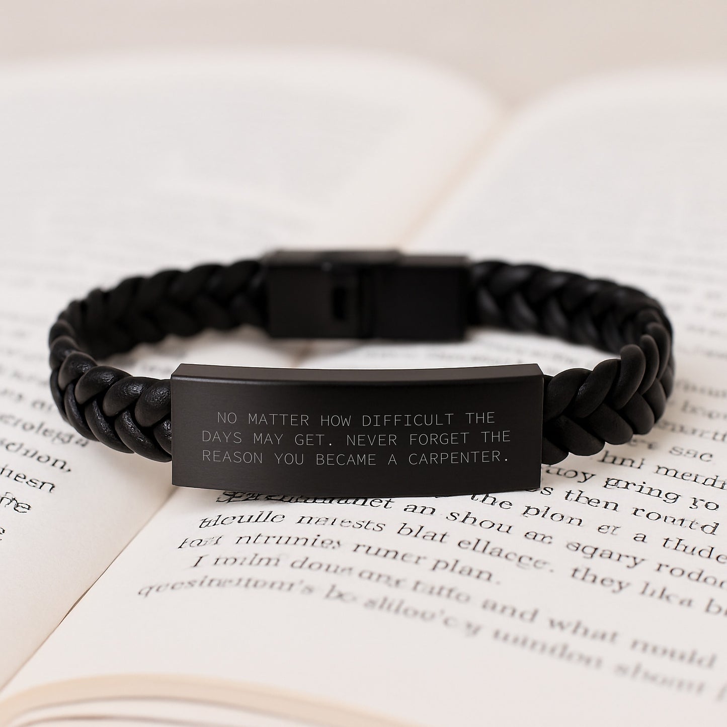 Carpenter's Inspirational Interlaced Leather Bracelet, Gifts from Men to Graduating Carpenters, No Matter How Difficult The Days May Get. - Gifts for Carpenter - Image 3