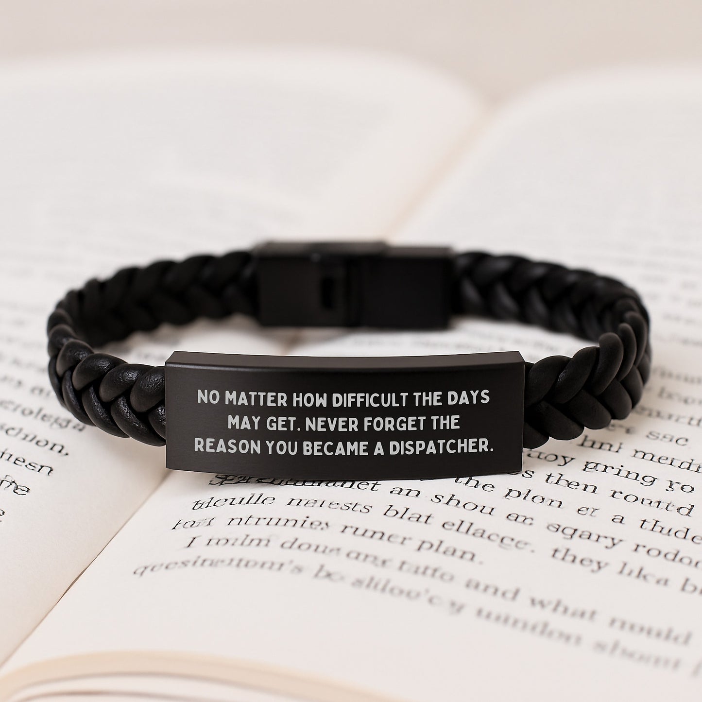 Dispatcher Inspirational Gift from Friends - Interlaced Leather Bracelet for Graduation - 'No Matter How Difficult The Days May Get. Never Forget The Reason You Became A Dispatcher.' - Image 3