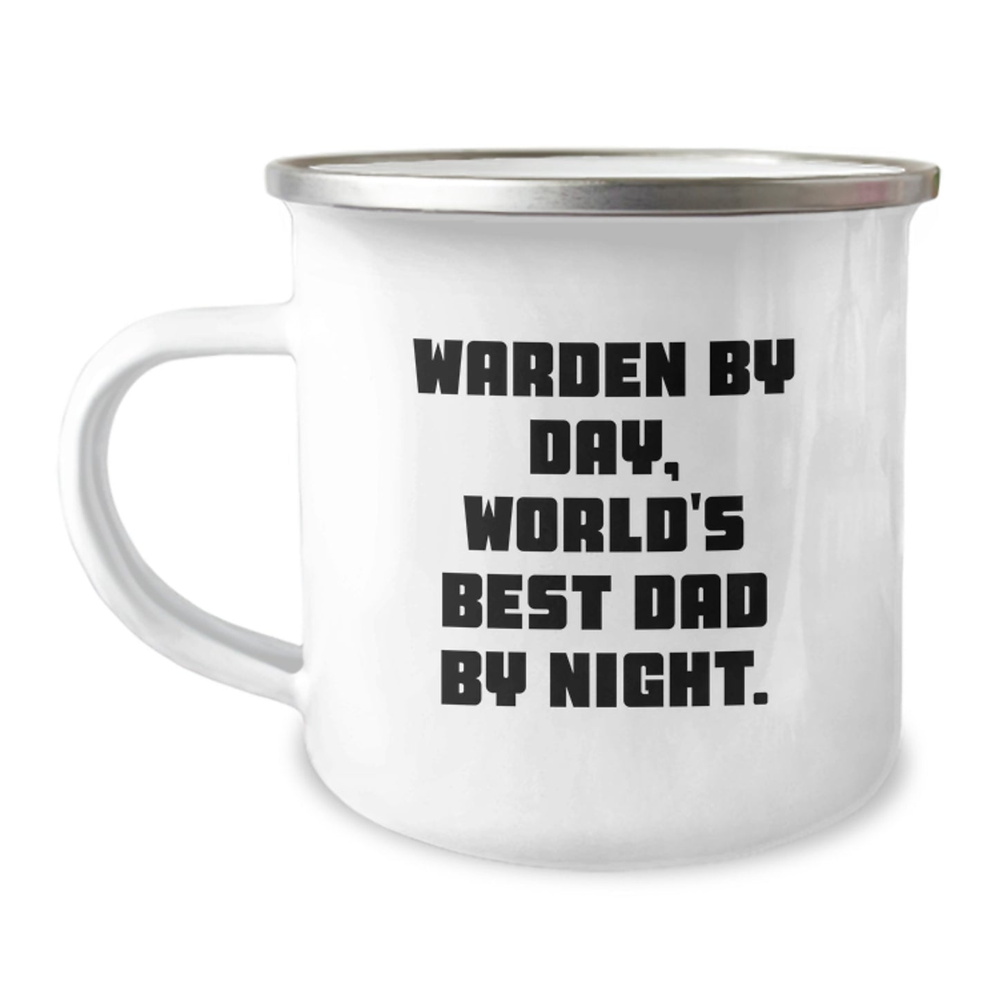 Warden Camping Mug, Funny Quote Gifts from Men, Unique Graduation Gifts for World's Best Dad, 12 oz Stainless Steel with Enamel Finish - Image 1