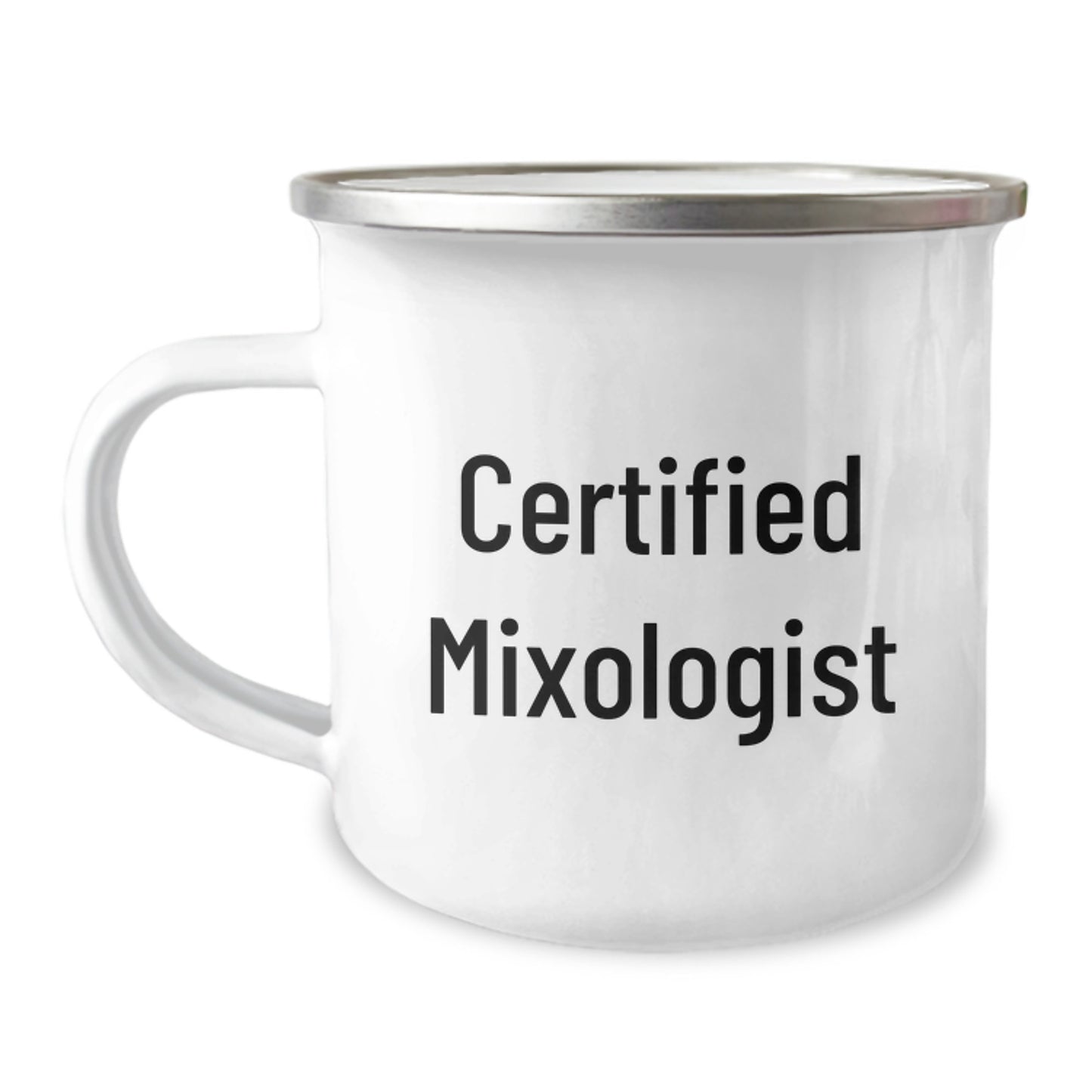 Mixologist Gifts from Friends, Unique Camping Mug for Graduation, Funny Quote 'Certified Mixologist' - 12 oz Stainless Steel with Enamel Finish - Image 1